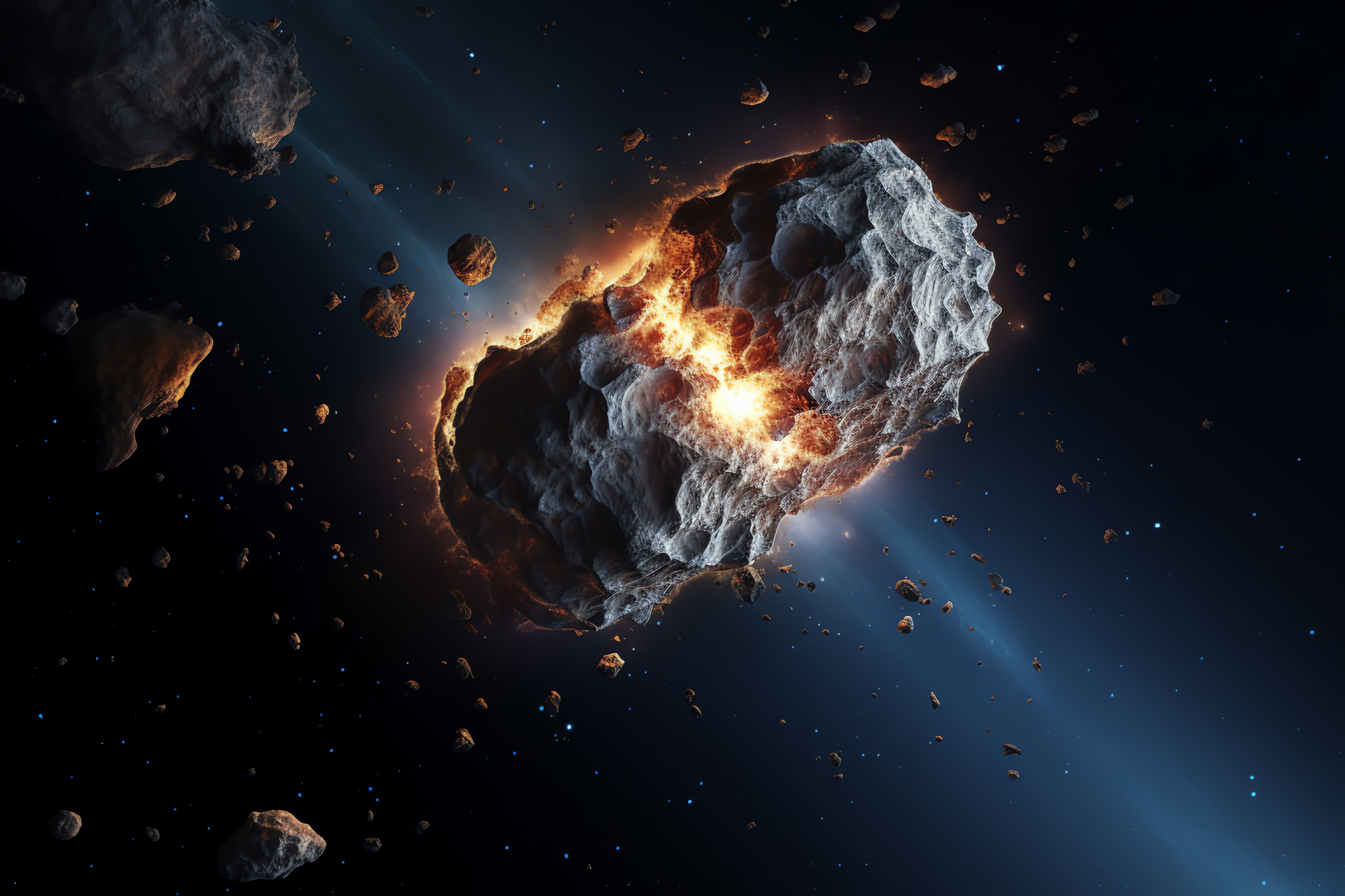 Asteroid belt, Cratered surface, Space rubble, Celestial collisions, Solar system, HD Desktop Wallpaper