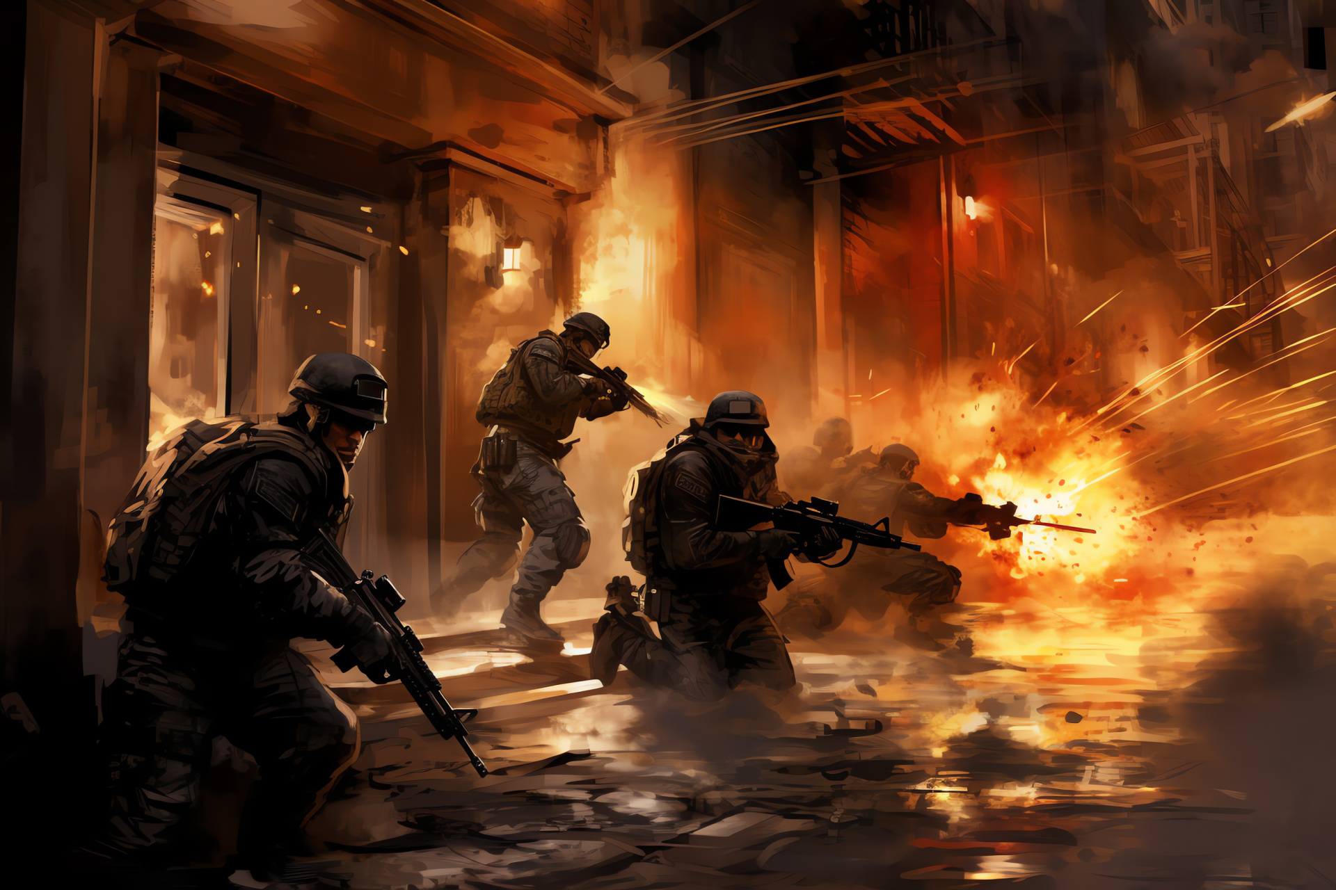 Special Ops Team MW2, Intense gaming encounter, Armed engagement, Hostile adversaries, Strategic warfare, HD Desktop Wallpaper