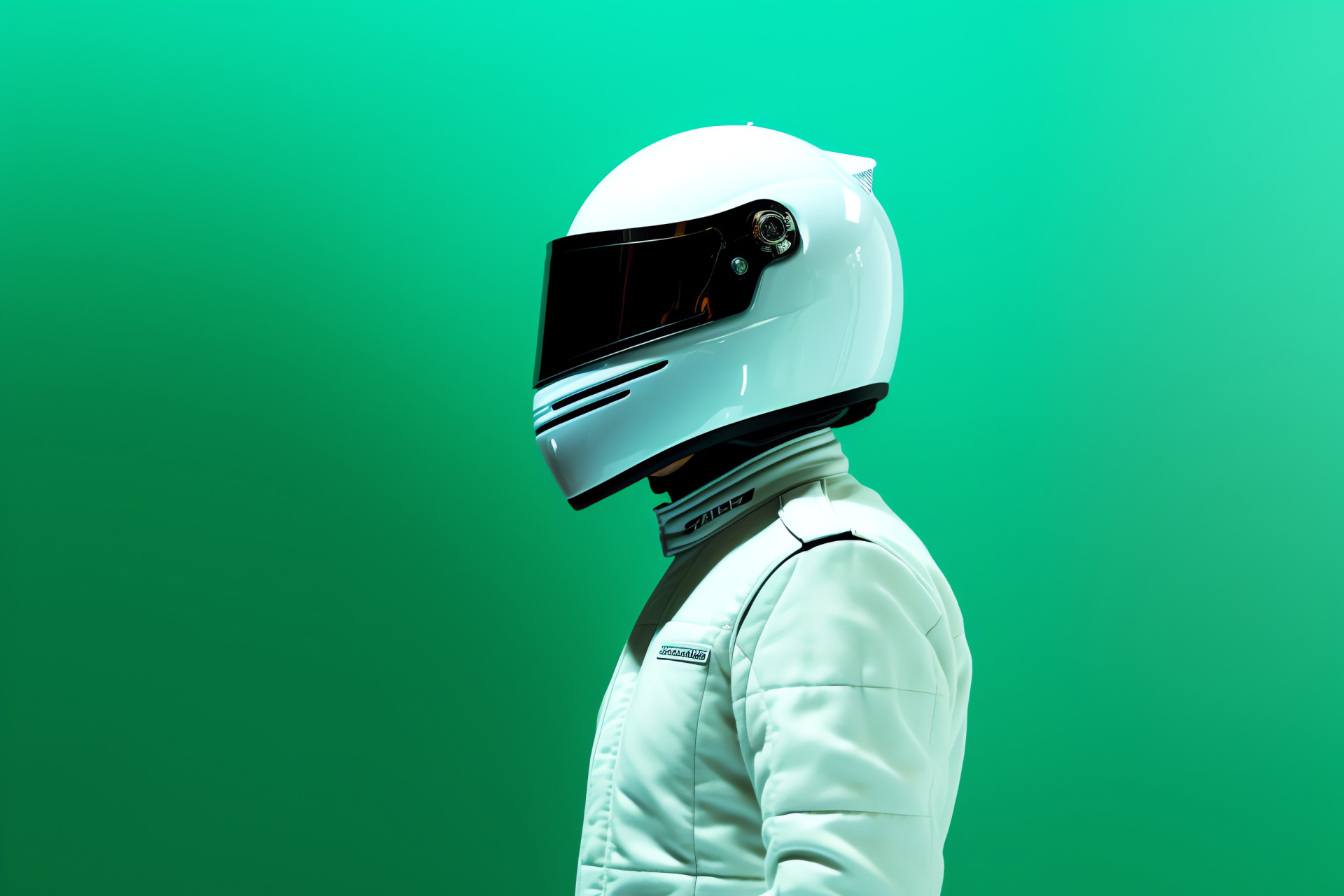 Anonymous driver The Stig, Side profile, Vibrant green, Helmet symbolism, Potent energy, HD Desktop Wallpaper