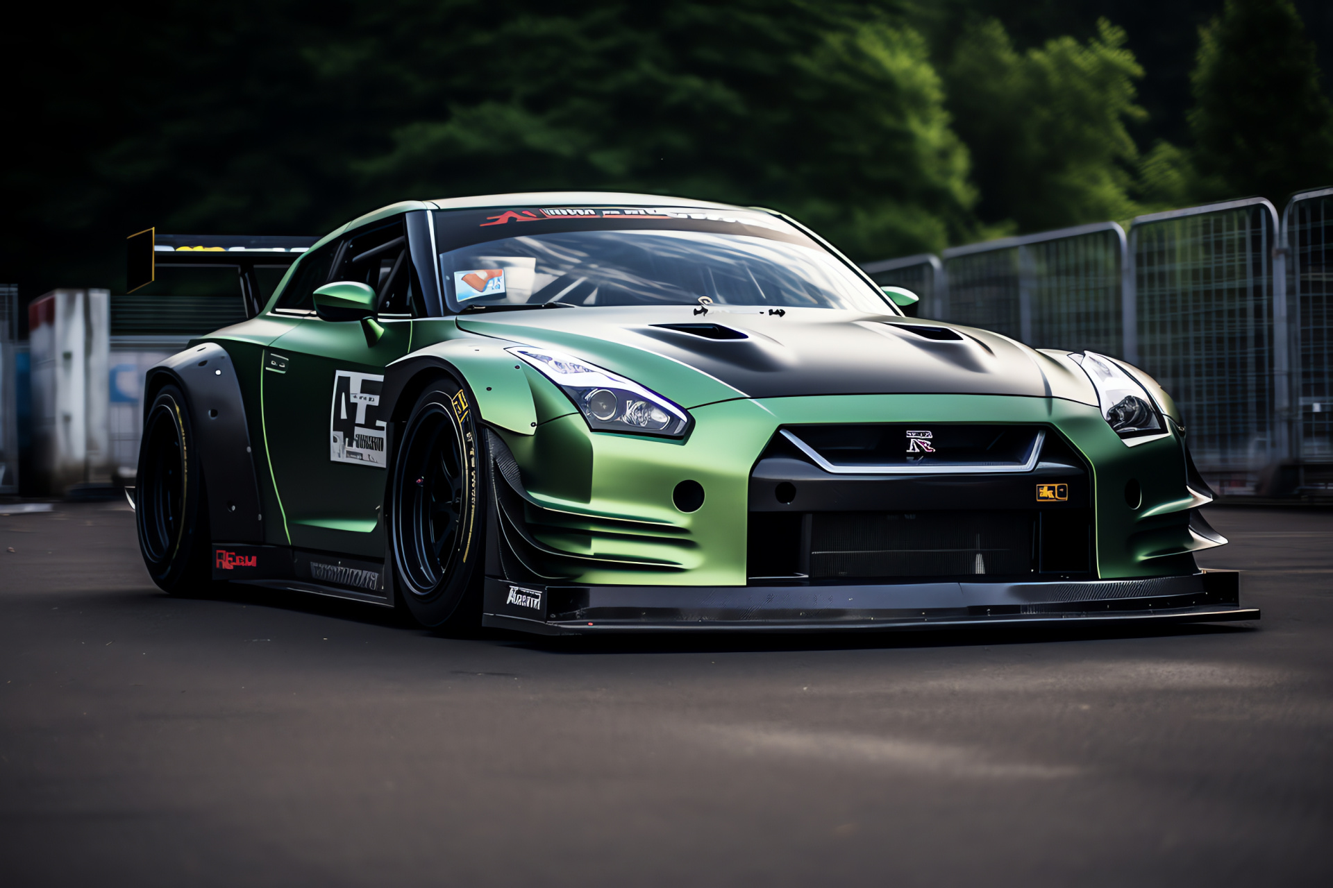 Nissan GTR Liberty Walk, Nrburgring challenge, Aerodynamic racing body, 'Green Hell' circuit, Performance tuning, HD Desktop Image