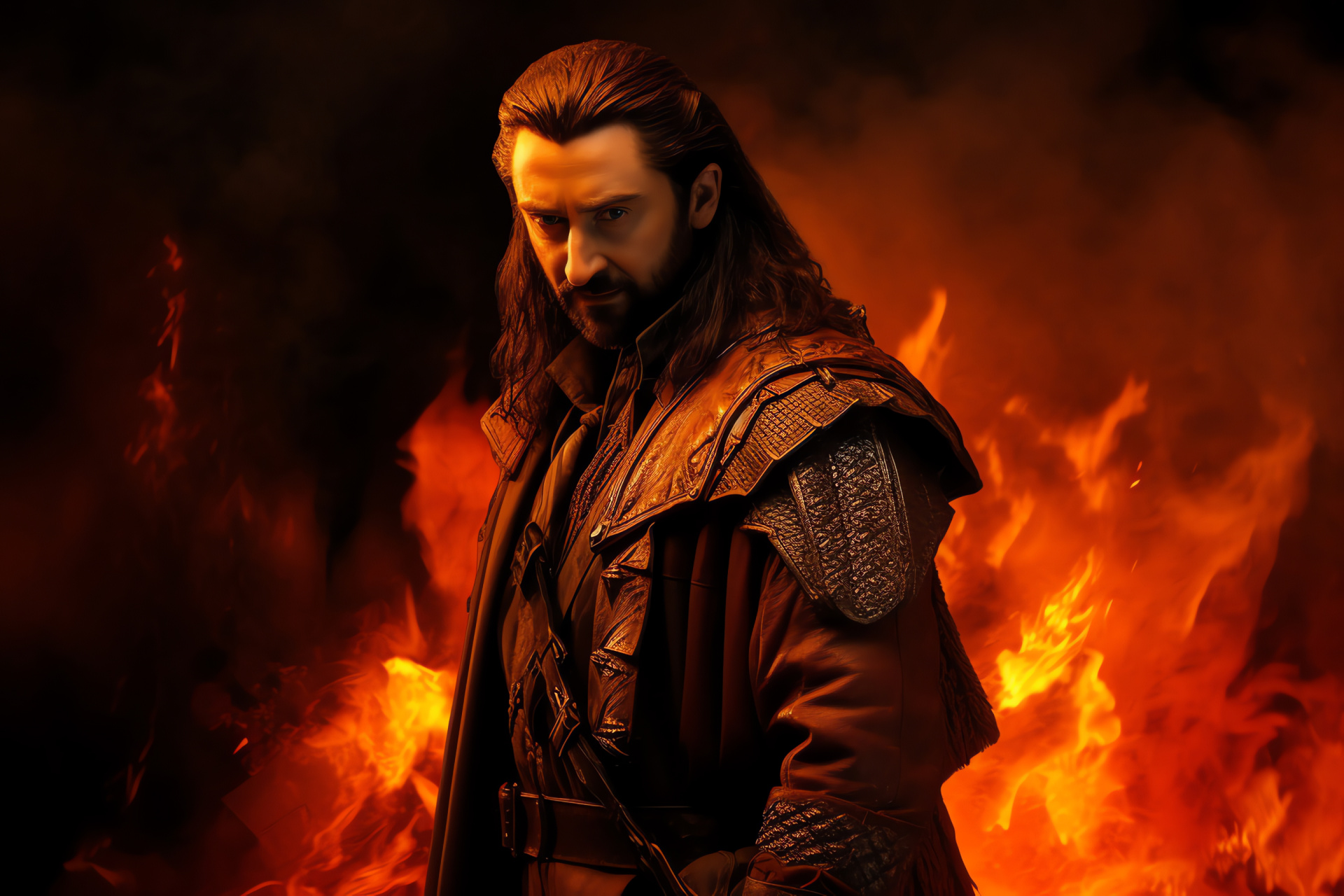 Richard Armitage, Fantasy character, Epic quest leader, Cinematic hobbit, Pensive hero, HD Desktop Wallpaper