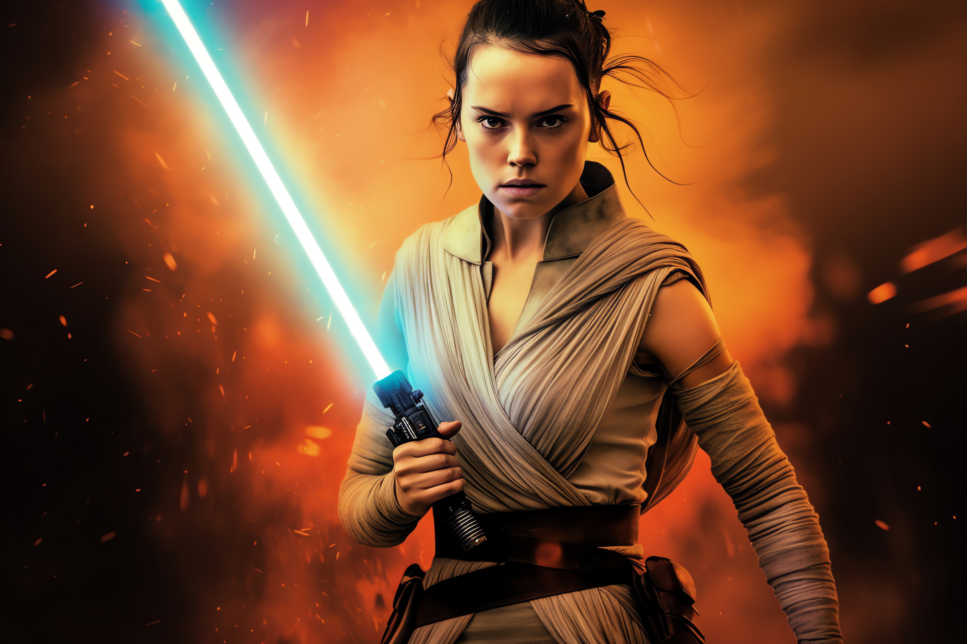 Rey Star Wars resilience, Indomitable spirit, Alien force mastery, Resistance fighter, Soulful oculars, HD Desktop Wallpaper