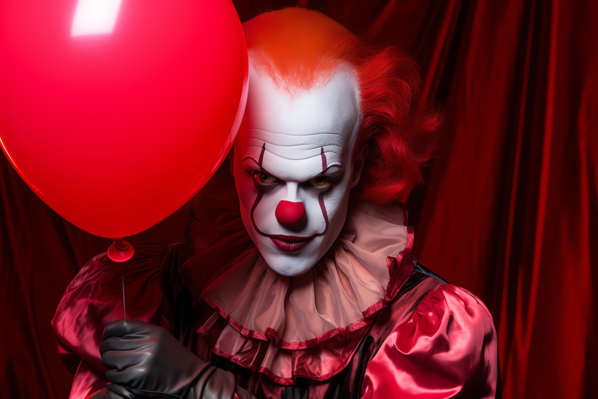 Pennywise reiteration, clown horror, chilling visage, sinister jester, horror icon, HD Desktop Image