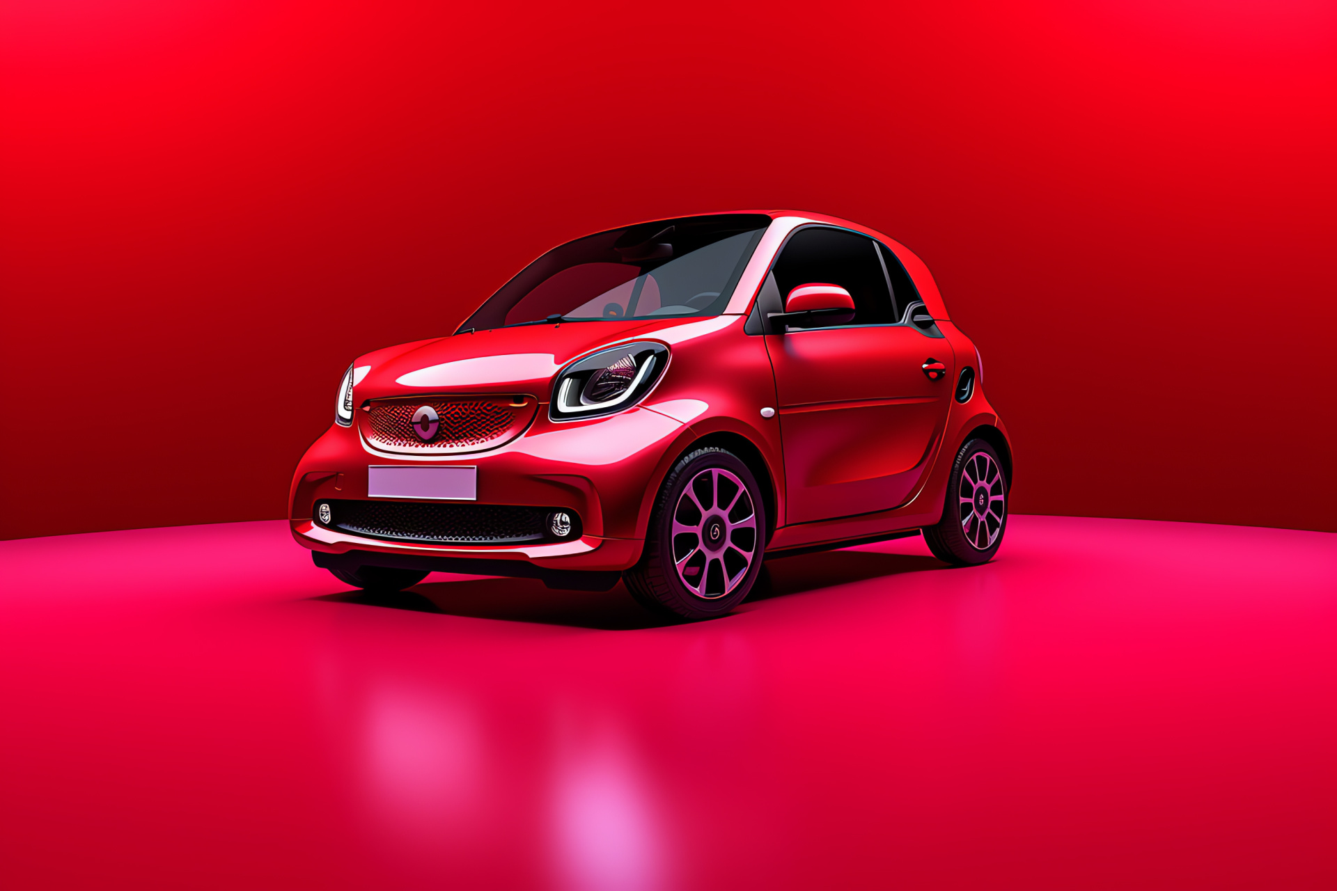 Smart EQ ForTwo, Vibrant red compact, City car design, Smart urban option, Electric commuter, HD Desktop Image