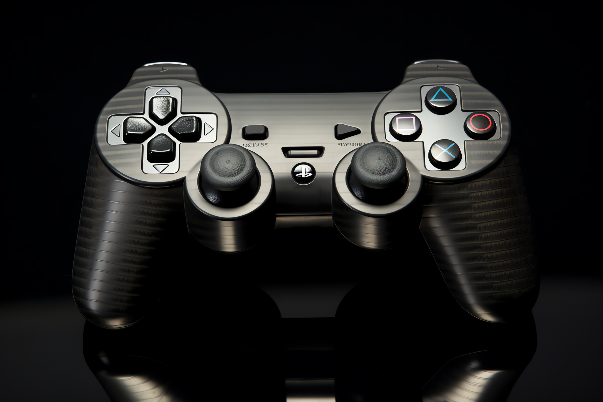 PS3 game controller, sleek gaming accessory, noir weave pattern, contemporary flair, esports-grade, HD Desktop Image