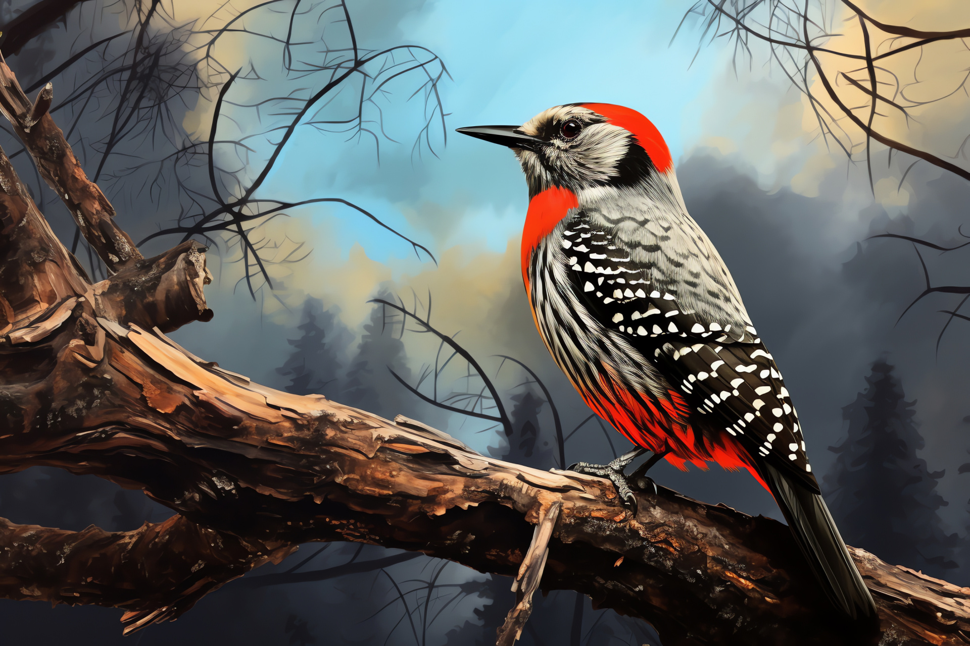 Lewis's woodpecker, Ornithology, Avian species, Woody habitat, Perched bird, HD Desktop Wallpaper