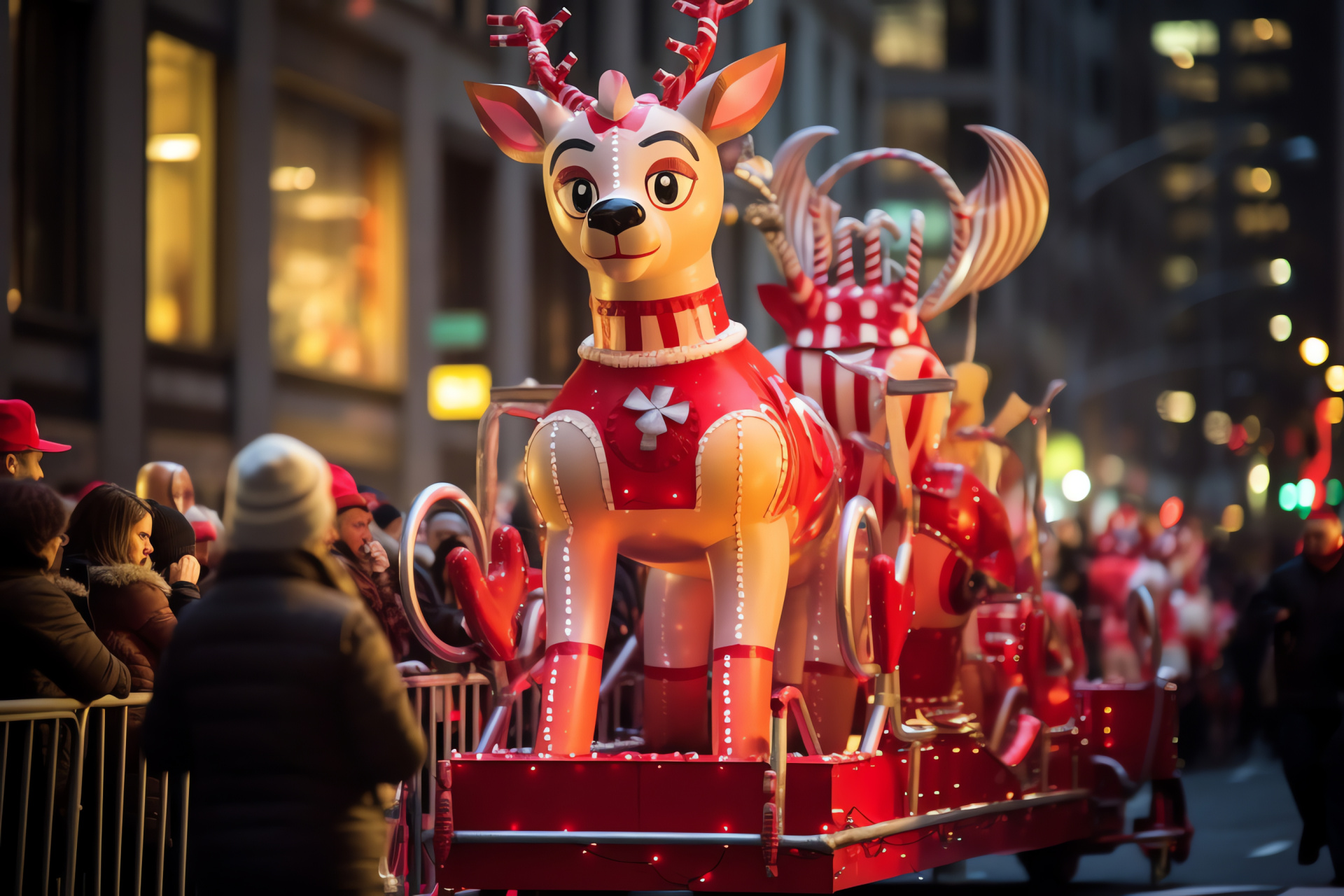 Festive reindeer, Big Apple cavalcade, Yule festoonery, Metropolitan bustle, Roaming carol singers, HD Desktop Wallpaper