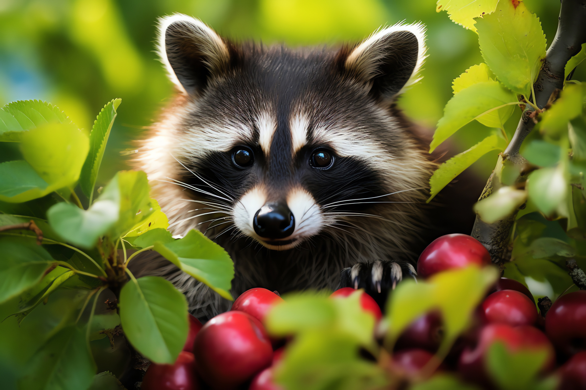 Raccoon, animal adaptability, intelligent behavior, suburban visitor, trash panda, HD Desktop Image