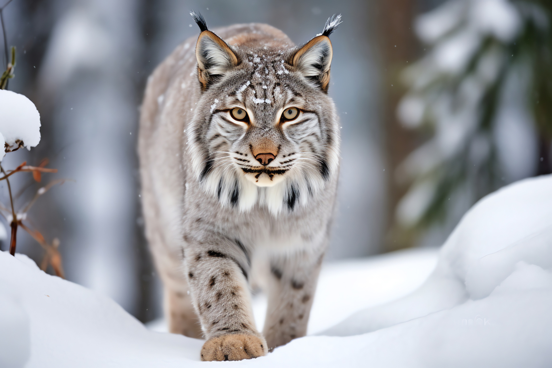 Lynx of Europa, Glacial oculars, Earthen vestment, Umbrage speckles, Tactile warmth, HD Desktop Image