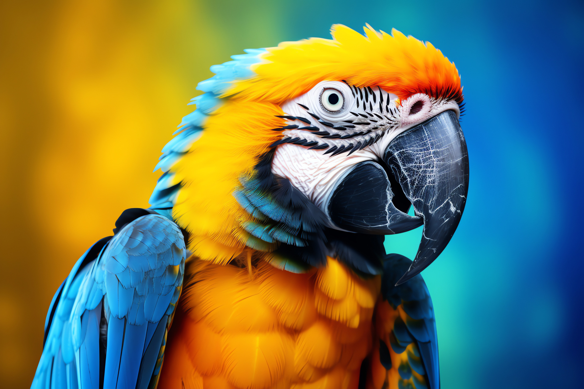 Tropical Parrot, cerulean quills, dual-color background, avian majesty, feathered beauty, HD Desktop Wallpaper