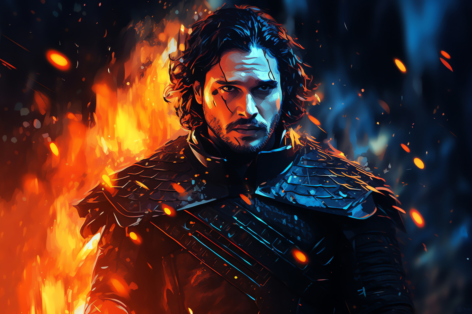 Jon Snow warrior, Night's Watch commander, Fantasy drama series, Valyrian steel sword, Royal lineage, HD Desktop Wallpaper