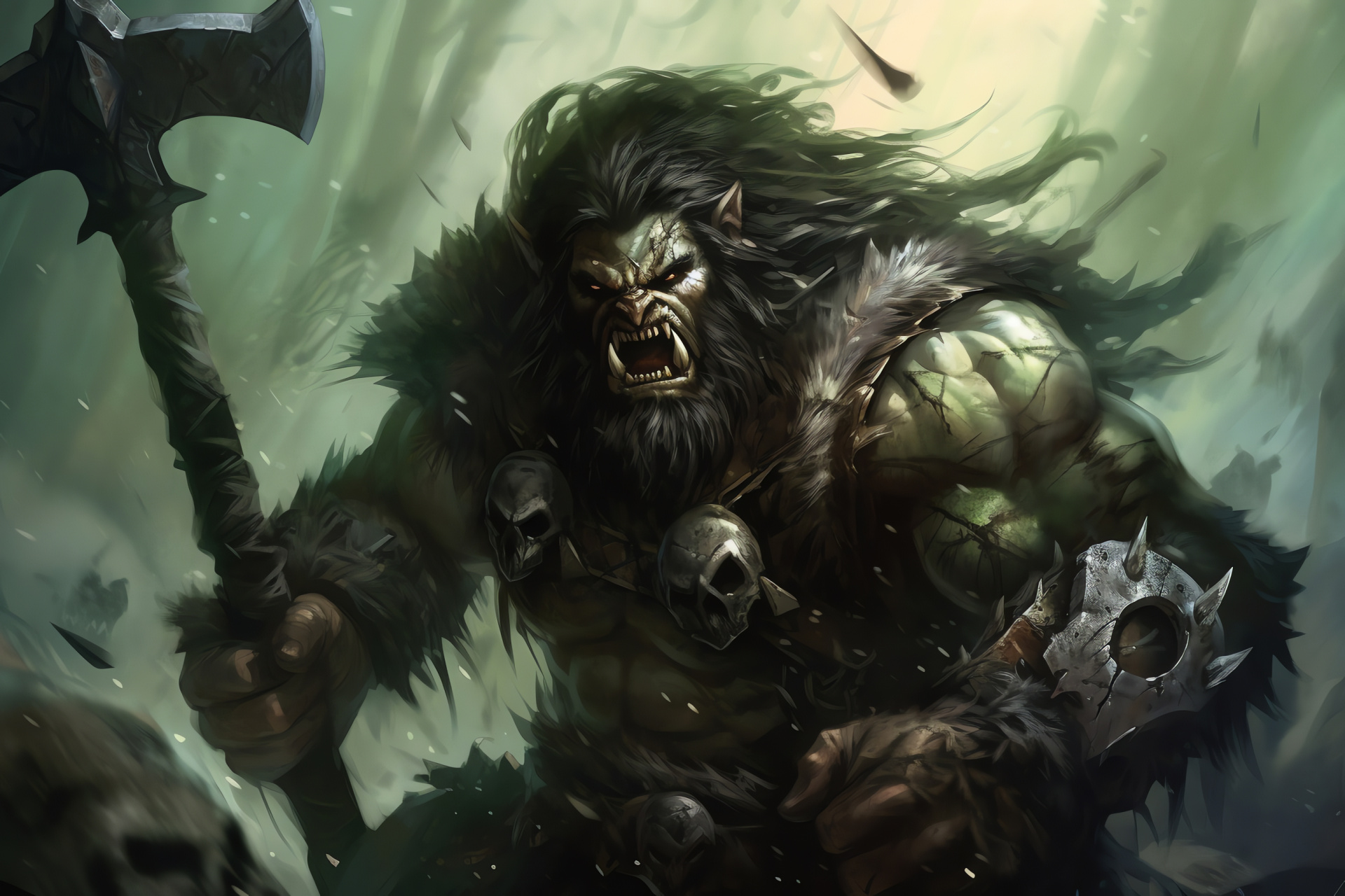 MTG brute force, Garruk Wildspeaker posture, Forest prowler, Beastly weaponry, The Gathering huntsman, HD Desktop Wallpaper