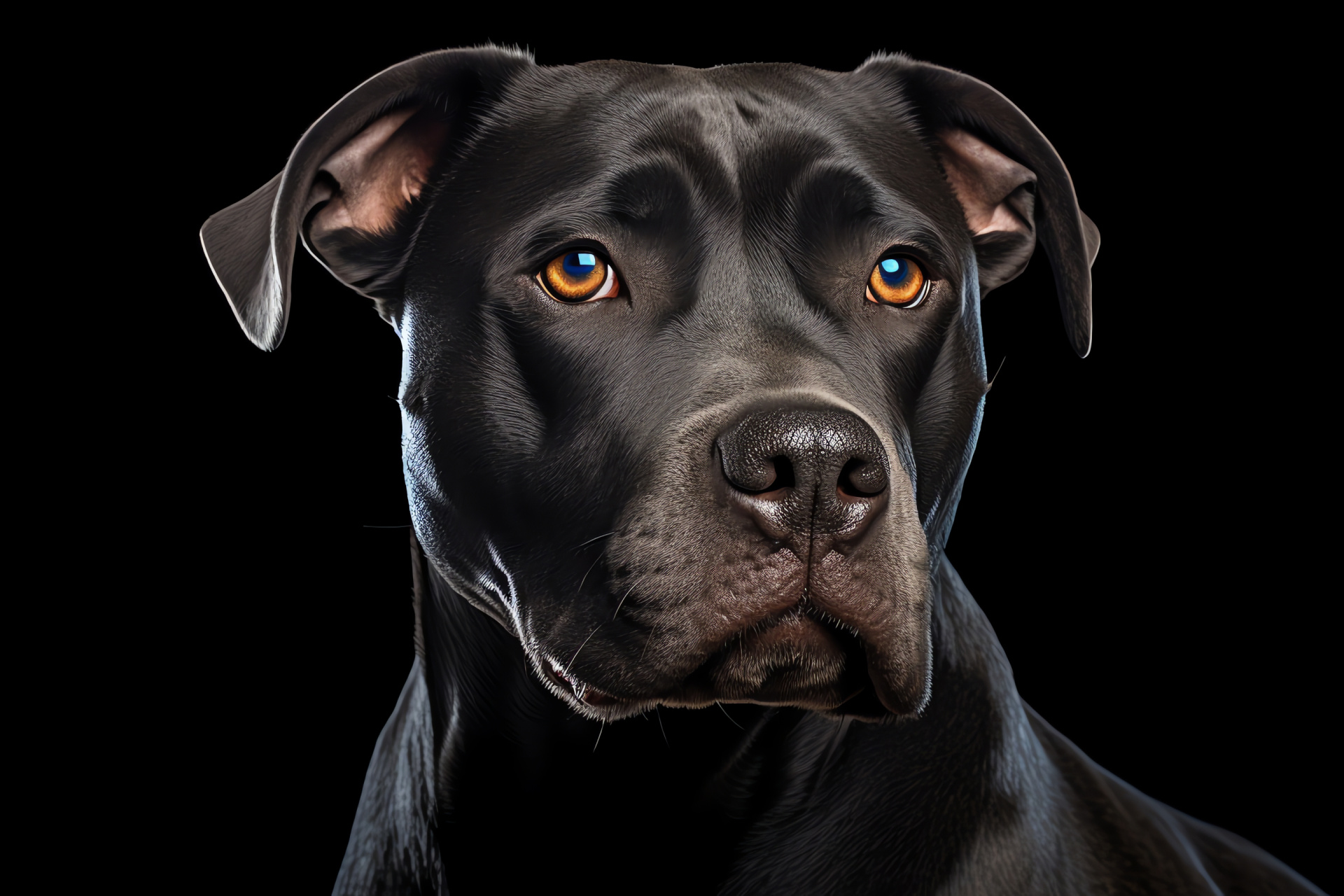 Noble Pitbull, Regal Canine, High Viewpoint, Sleek Blue Fur, Captivating Contrast, HD Desktop Wallpaper
