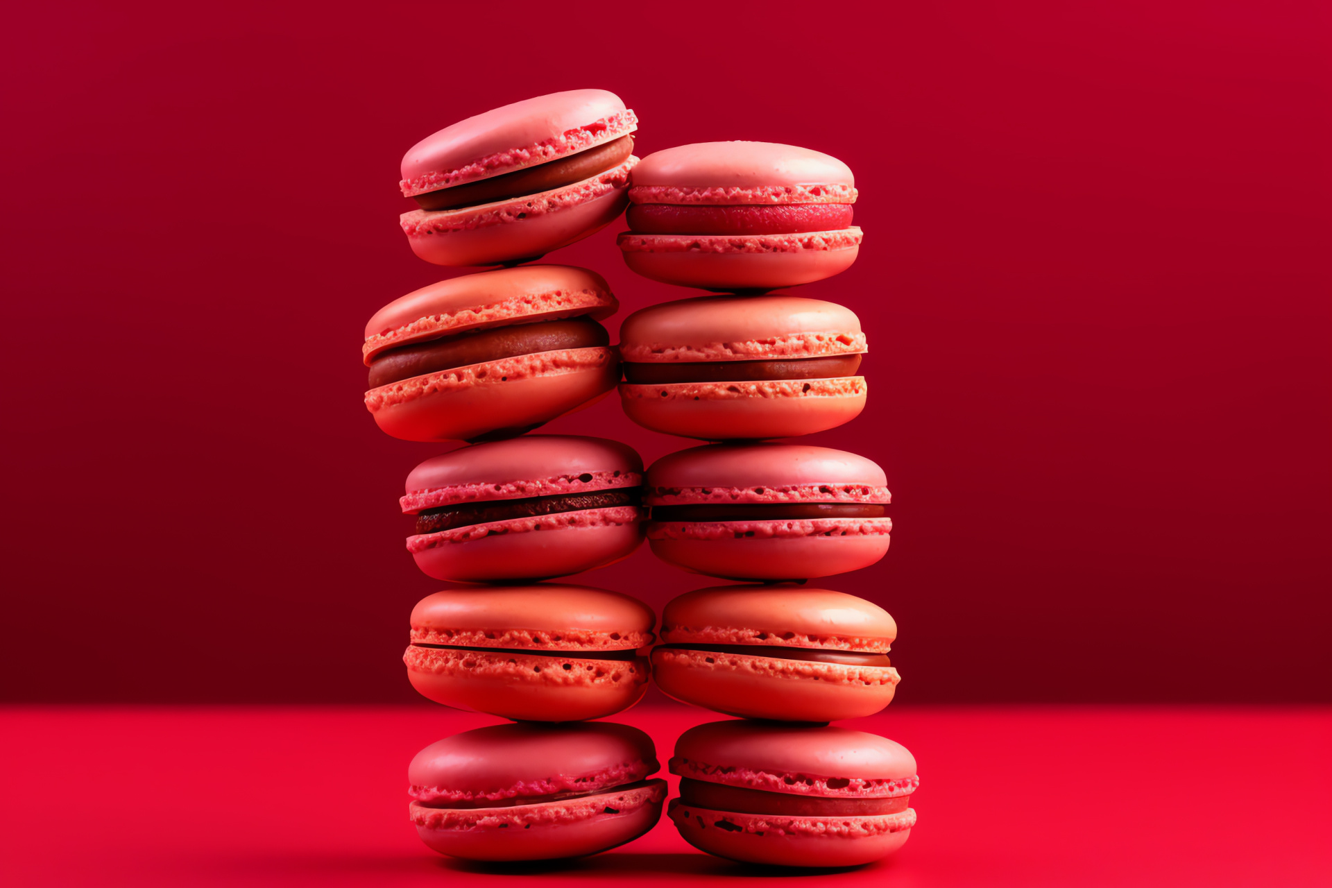 French macarons, Raspberry delight, Pistachio flavor, Caramel sweetness, Shiny confections, HD Desktop Wallpaper