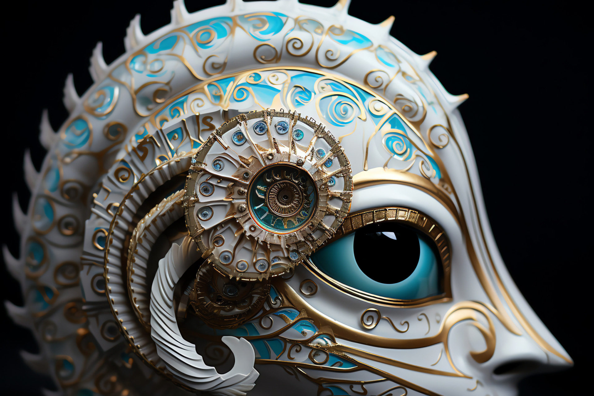 Nautilus creature, mollusk shell, ornate shell design, Maldivian waters, sea life, HD Desktop Wallpaper