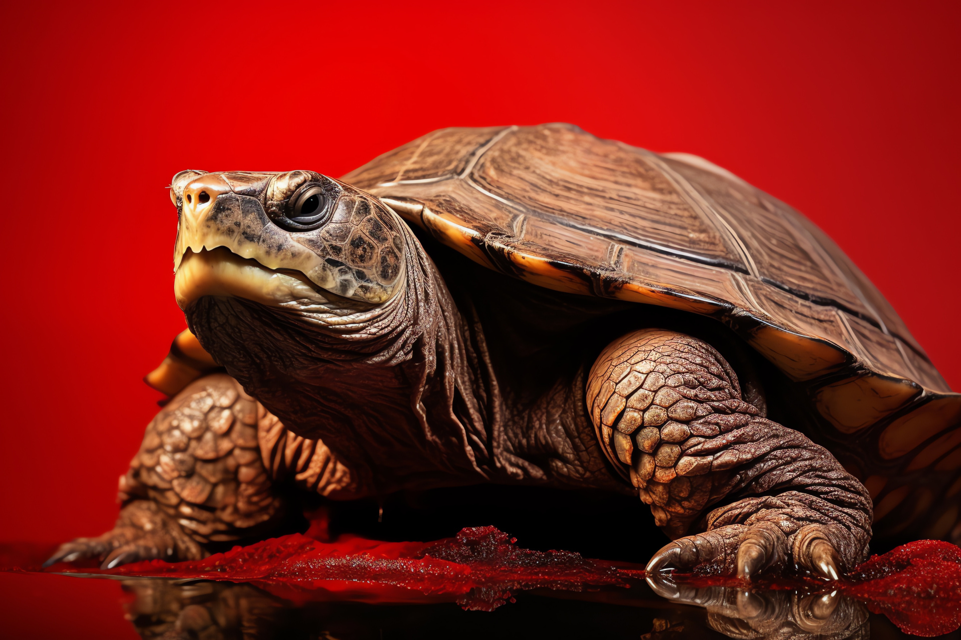 Snapping turtle, Reptile Animals HD, Turtle ancient shell, Snapping turtle emerging, Reptile drama backdrop, HD Desktop Wallpaper