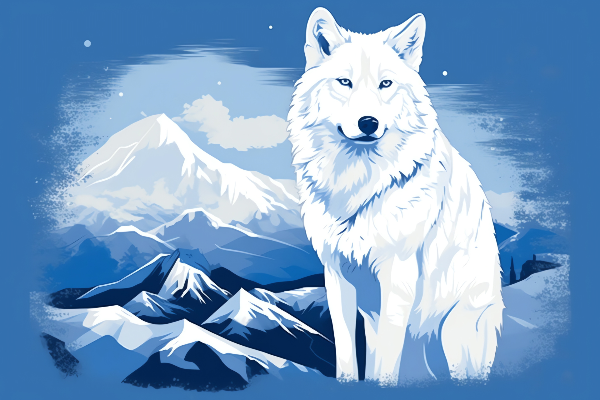Arctic lupine, Glacial gaze, Pristine pelt, Glaciated peak, Coniferous domain, HD Desktop Image