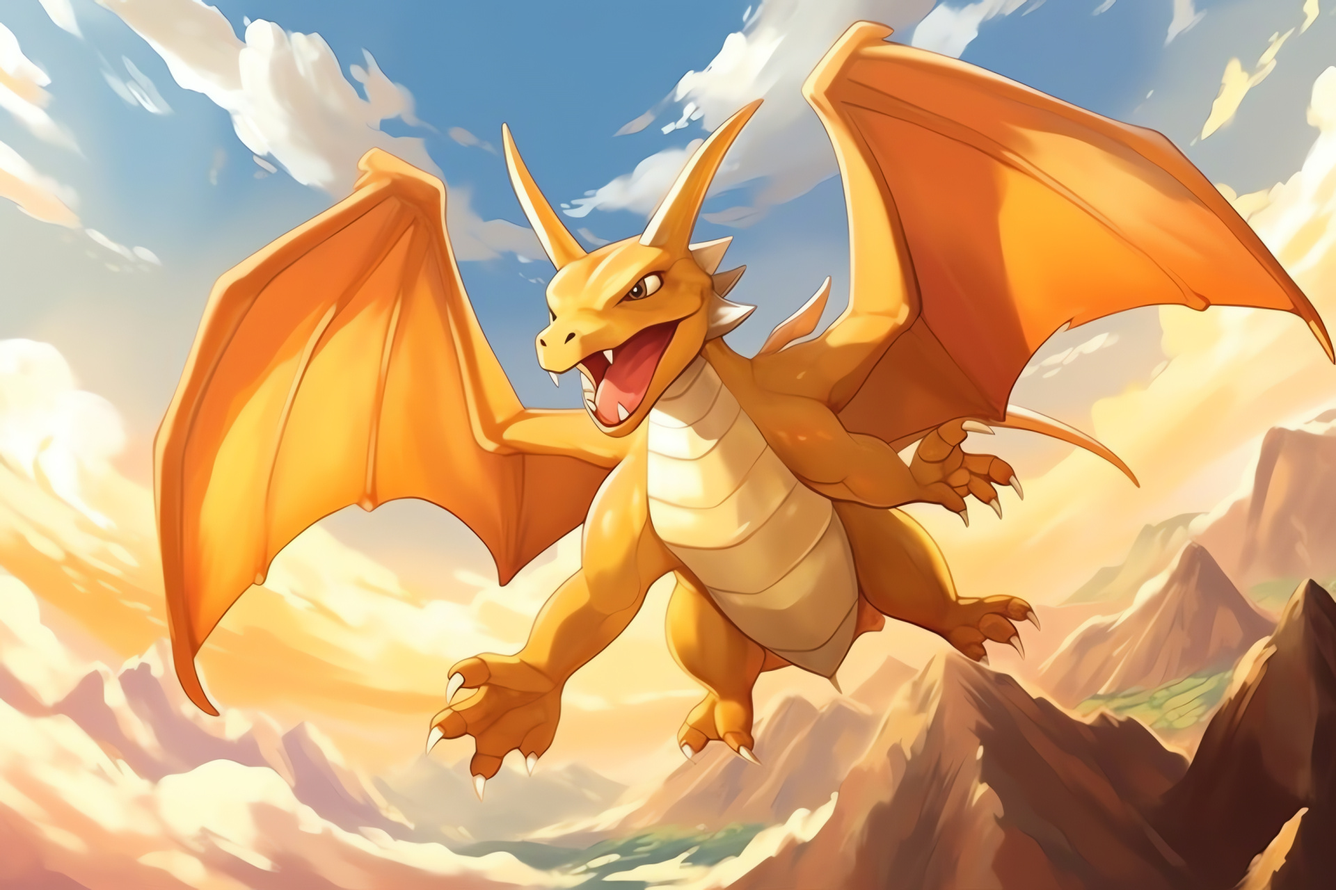 Dragonite demeanor, Pokmon series, Gentle giant Pokmon, Scales of wisdom, Creature companionship, HD Desktop Image