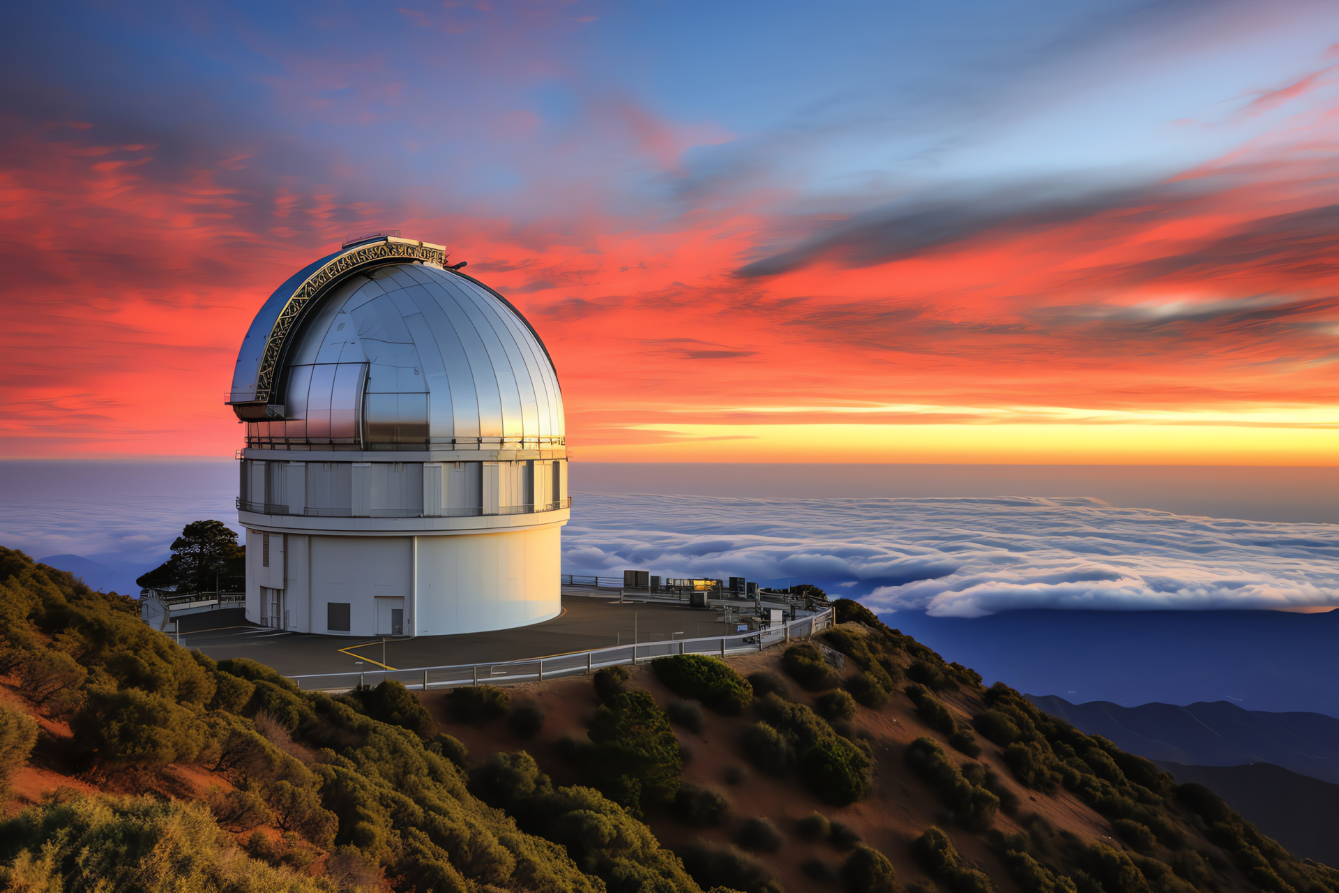 Morning at Tmt Observatory, New day for space science, Exploration anticipation, Observatory silhouette, Astronomy enthusiasm, HD Desktop Image