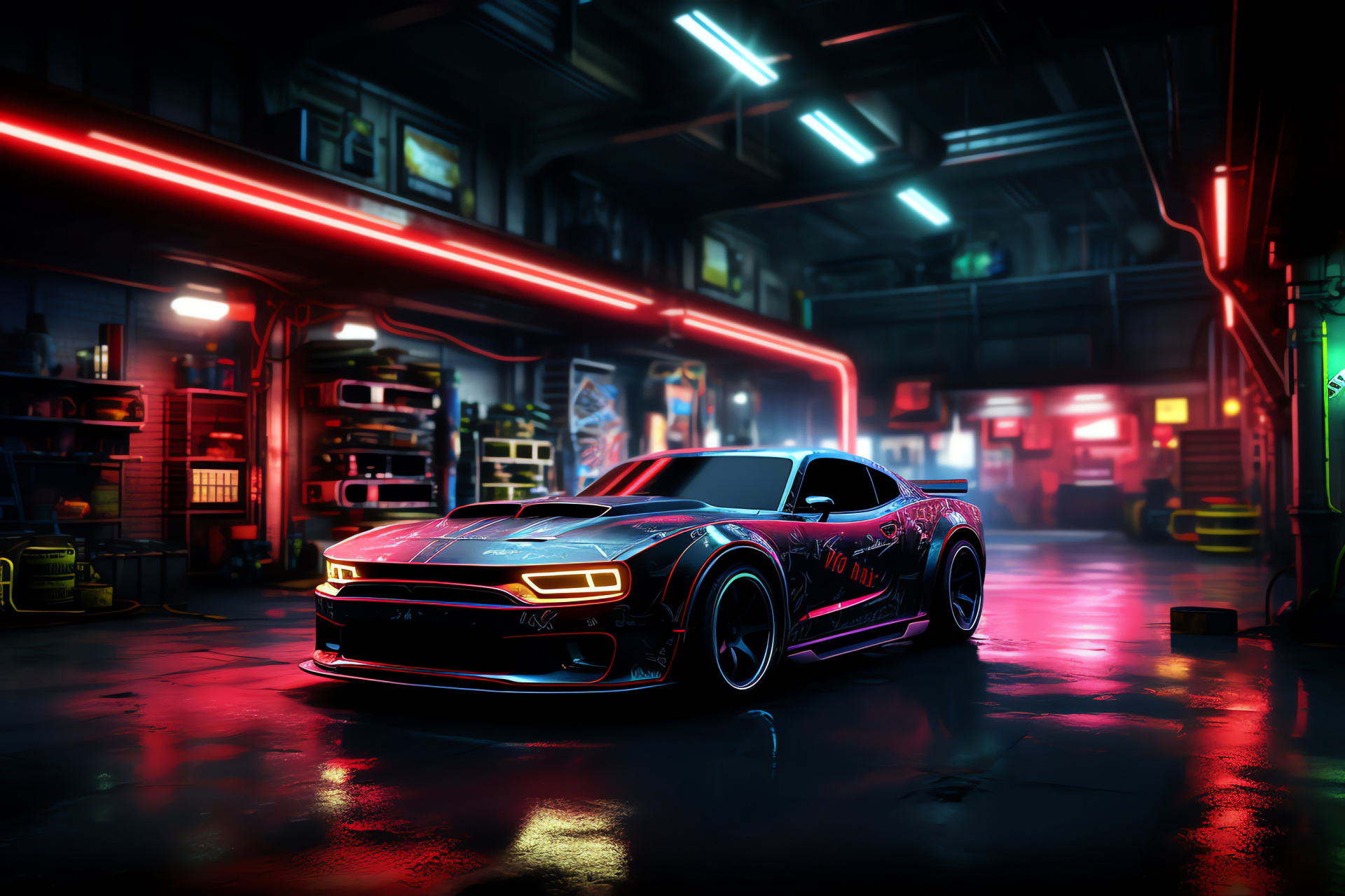 NFS Most Wanted haven, Gamer sanctuary, Glowing ambiance, Absorbing darkness, Player commitment, HD Desktop Image