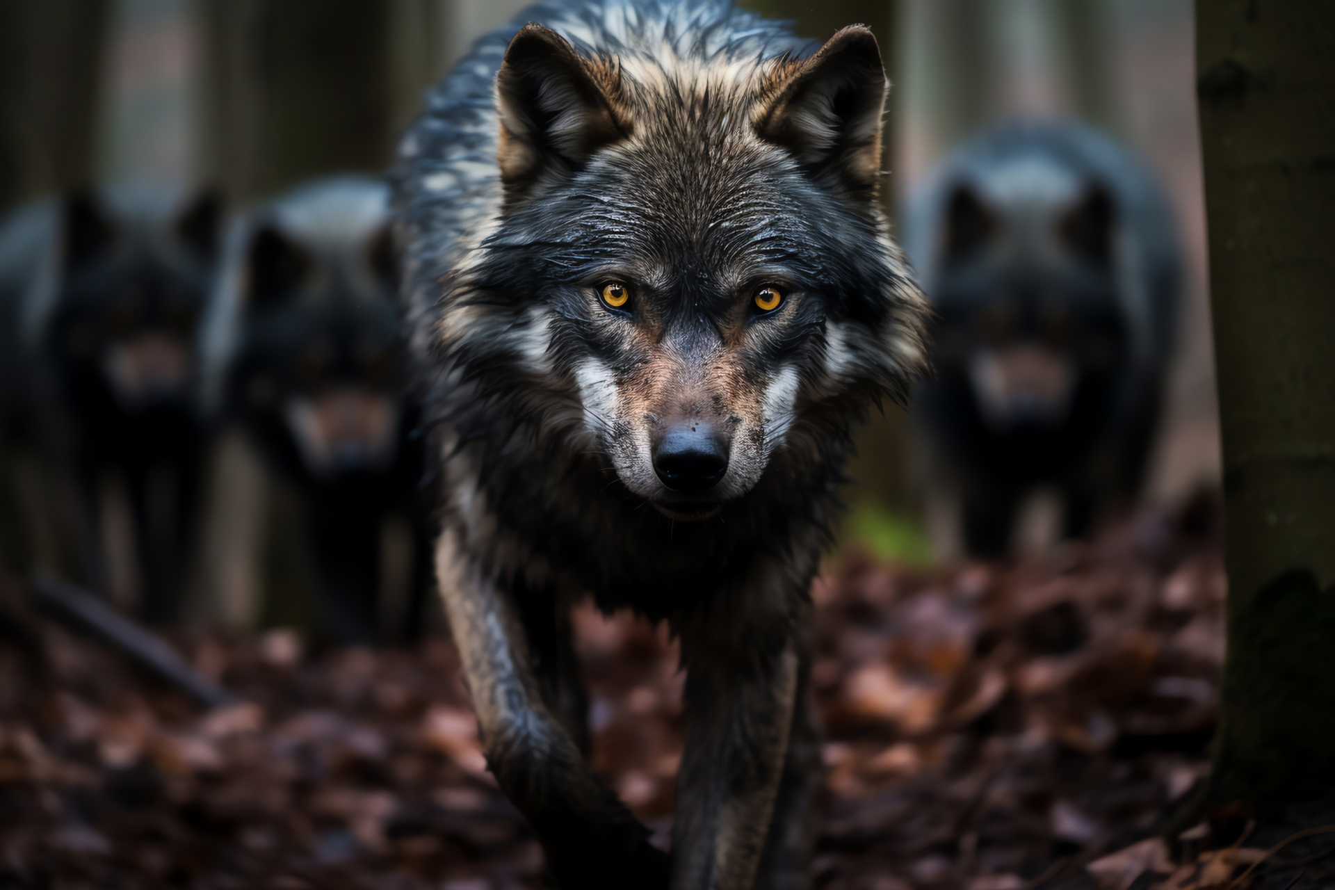 Wolf pack, Canis lupus, stealthy hunter, European forest, survival instinct, HD Desktop Wallpaper