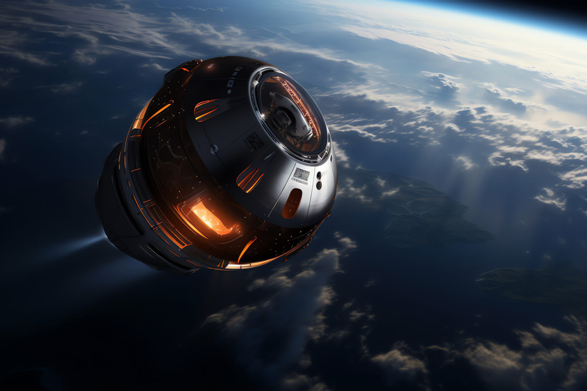 Re-entry module, Atmospheric descent, Ablation shield, Thermal resistance, Space capsule view, HD Desktop Image