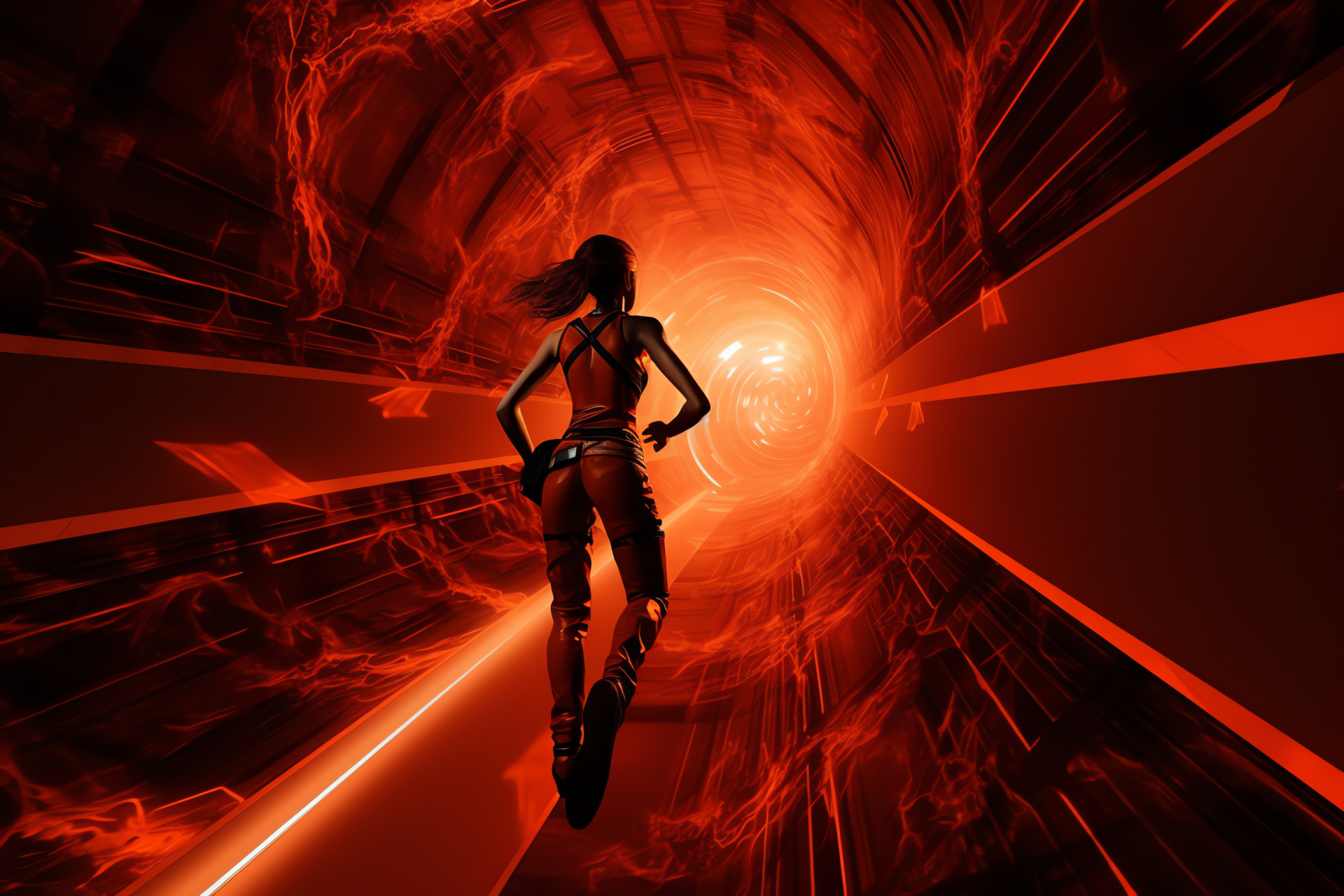 Portal game, Chell character, Test chamber escape, Danger edge, Inter-dimensional travel, HD Desktop Wallpaper