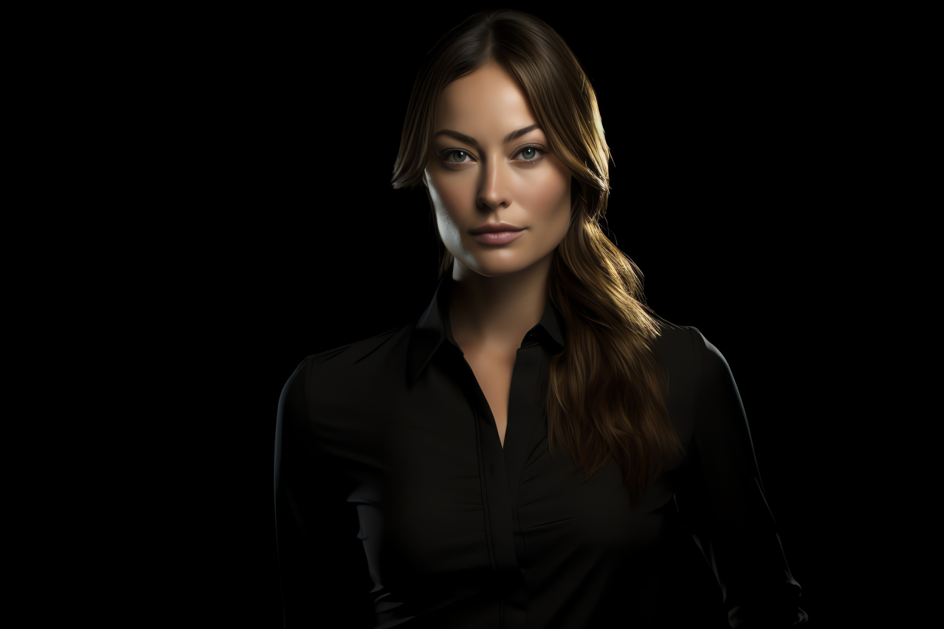 Hollywood actress Olivia Wilde, Enigmatic role, Slate orbs, Mysterious aura, Retro photography, HD Desktop Image