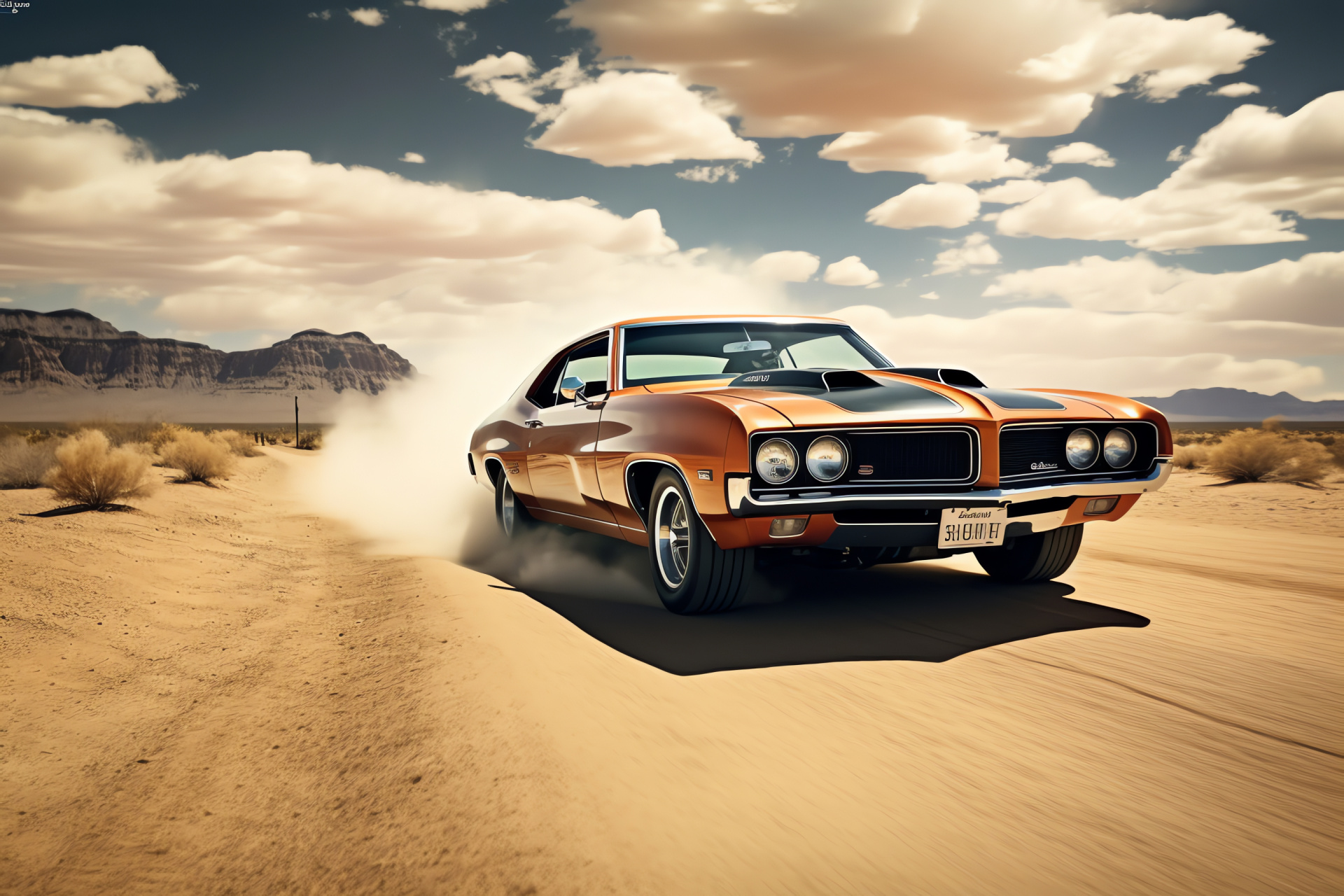 Muscle Cars HD, Pontiac GTO Judge, Historic Route 66, Arid environment, Straightway freedom, HD Desktop Wallpaper