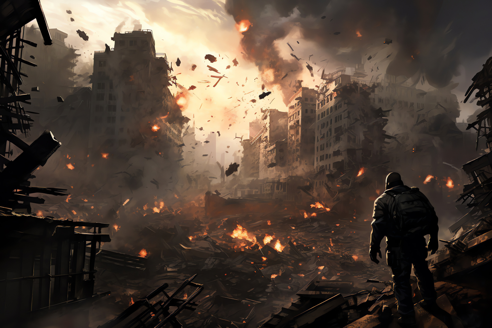 Prototype 2 gaming, James Heller, urban destruction, ravaged New York, Chaos, HD Desktop Wallpaper