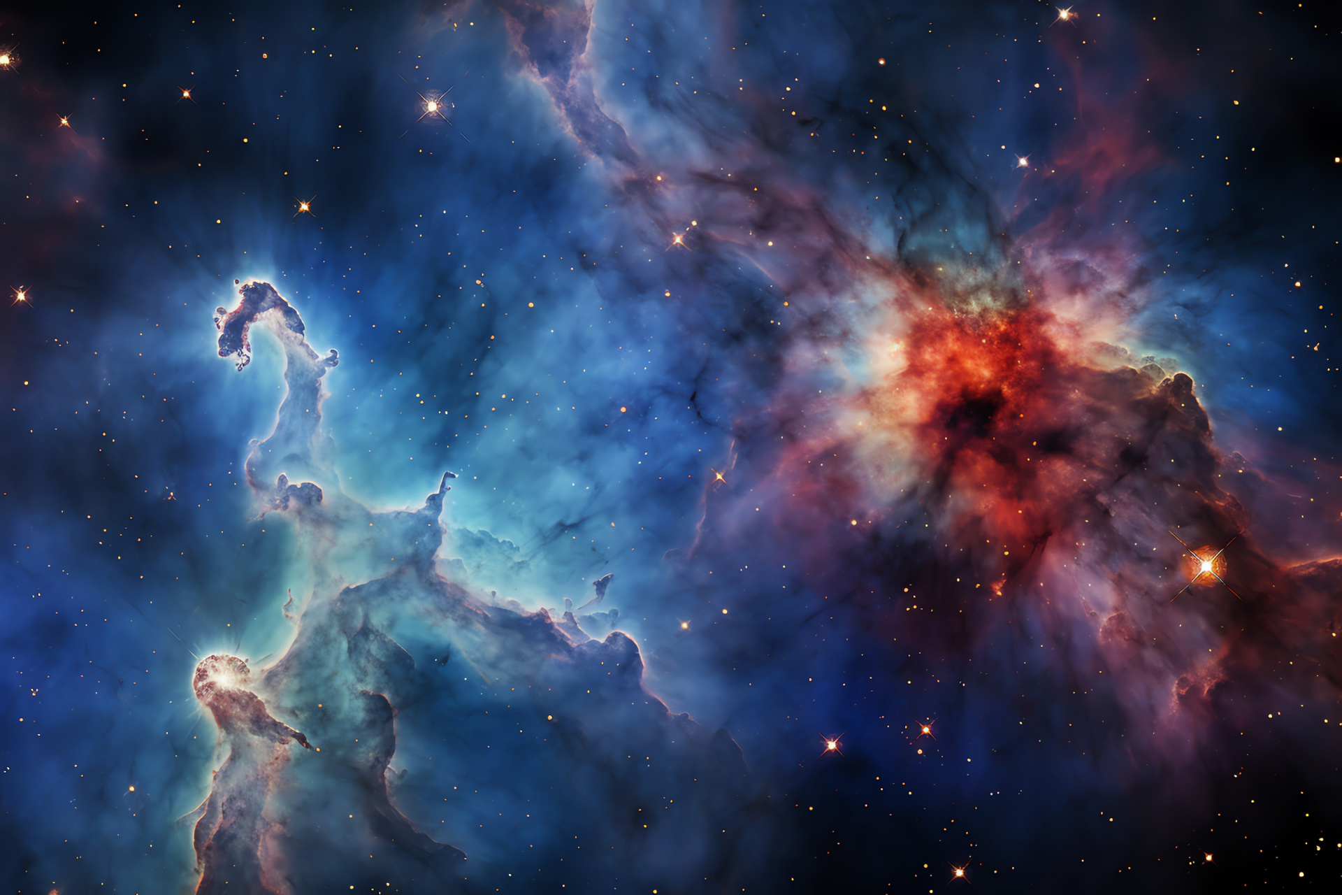 Carina Nebula majesty, Astronomical wonder, Star formation region, Cosmic brilliance, Galactic phenomenon, HD Desktop Image