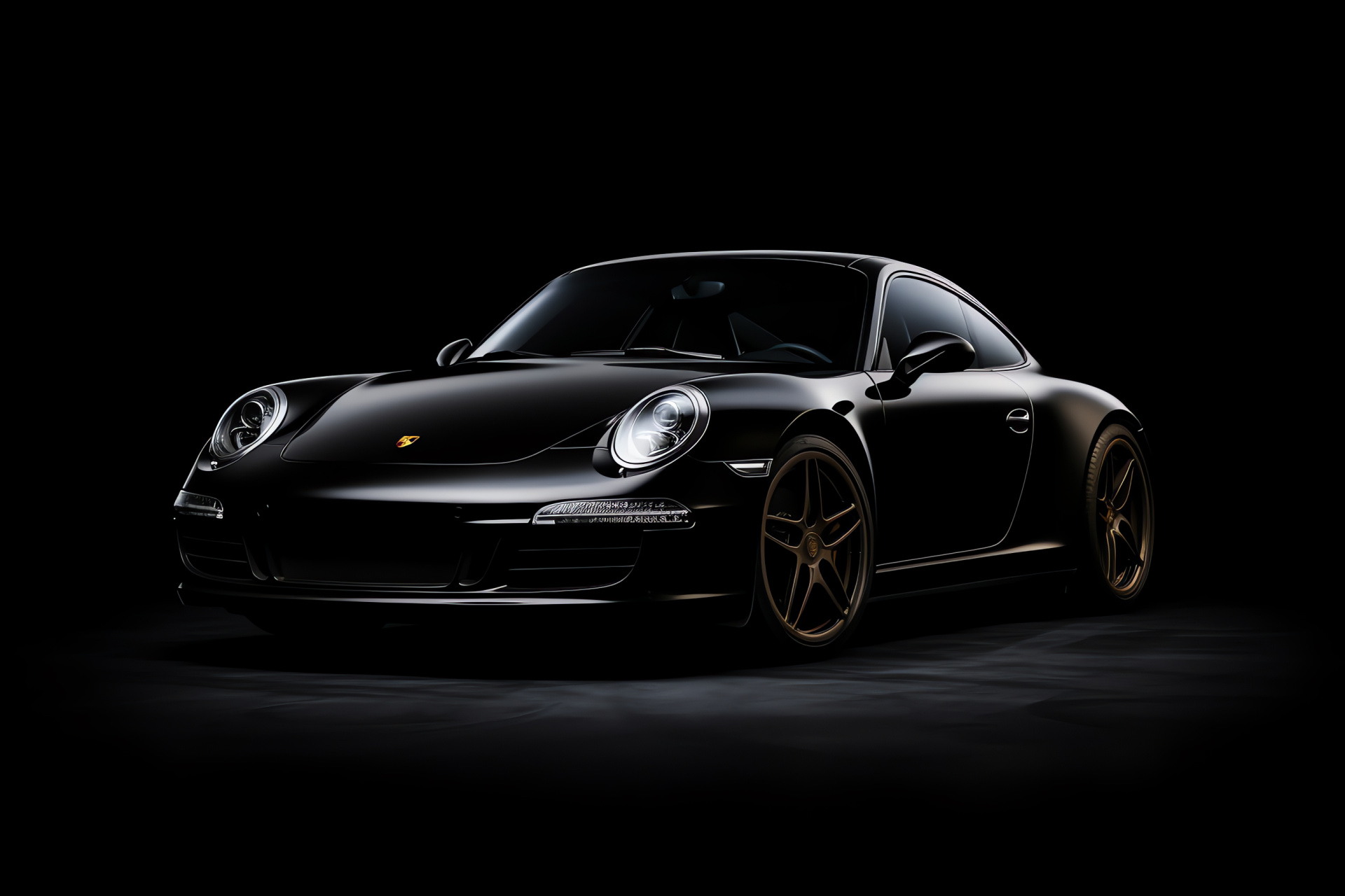 Porsche 911 silhouette, Elevated angle shot, Sports car profile, Dark backdrop, Auto icon, HD Desktop Wallpaper