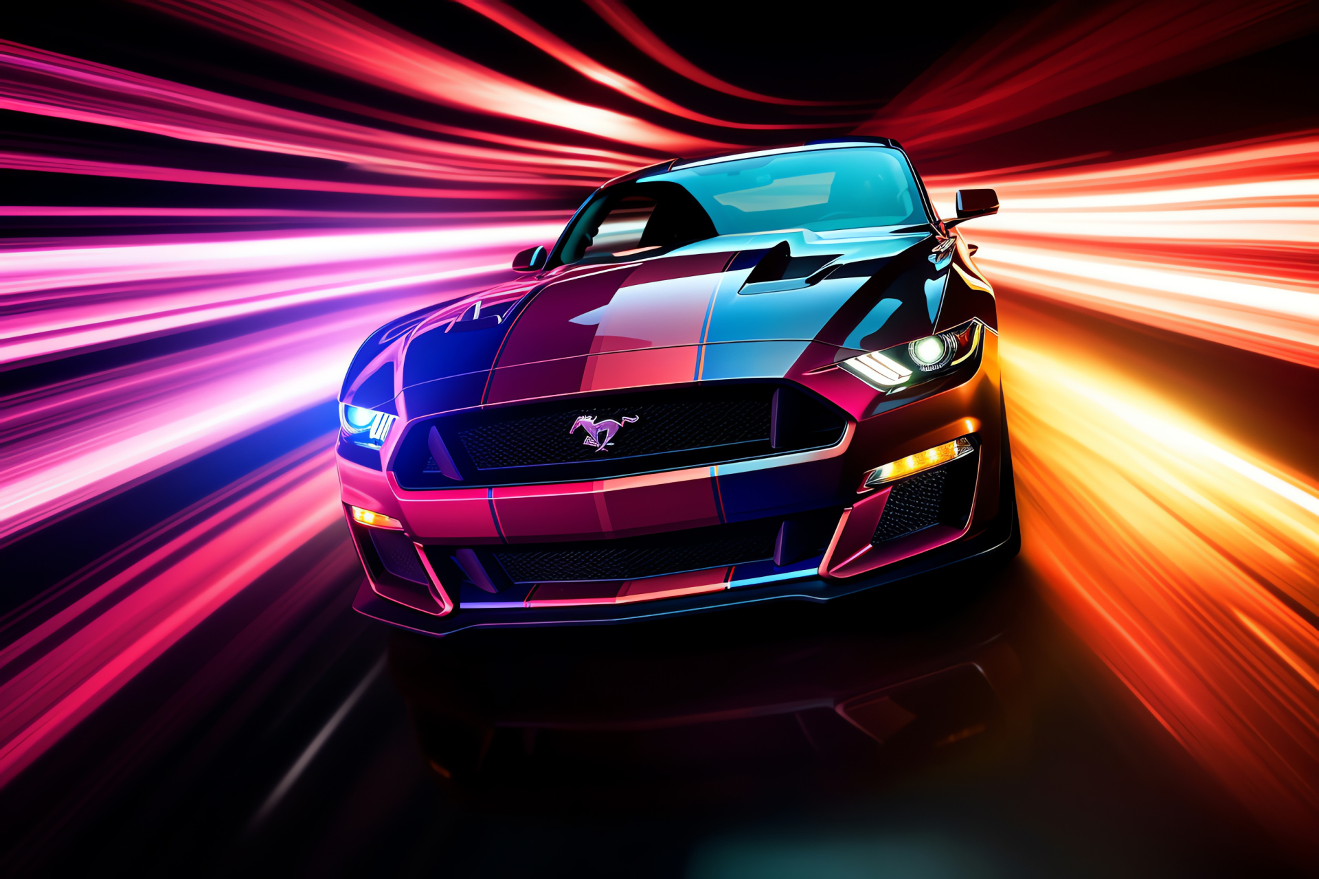 Car photography, Mustang image, Luminous aesthetic, Automotive backdrop, Muscle car, HD Desktop Wallpaper