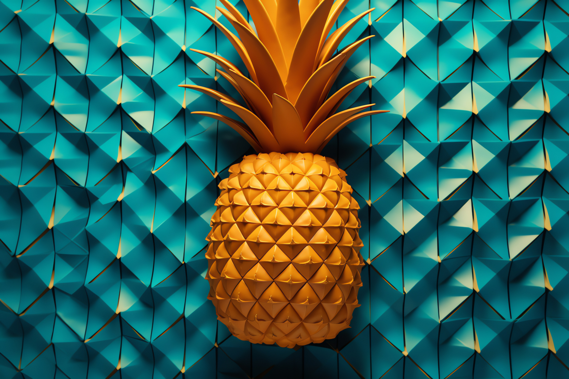 Artistic pineapple, geometric shapes, op art style, kinetic impression, pine tree fruit, HD Desktop Image