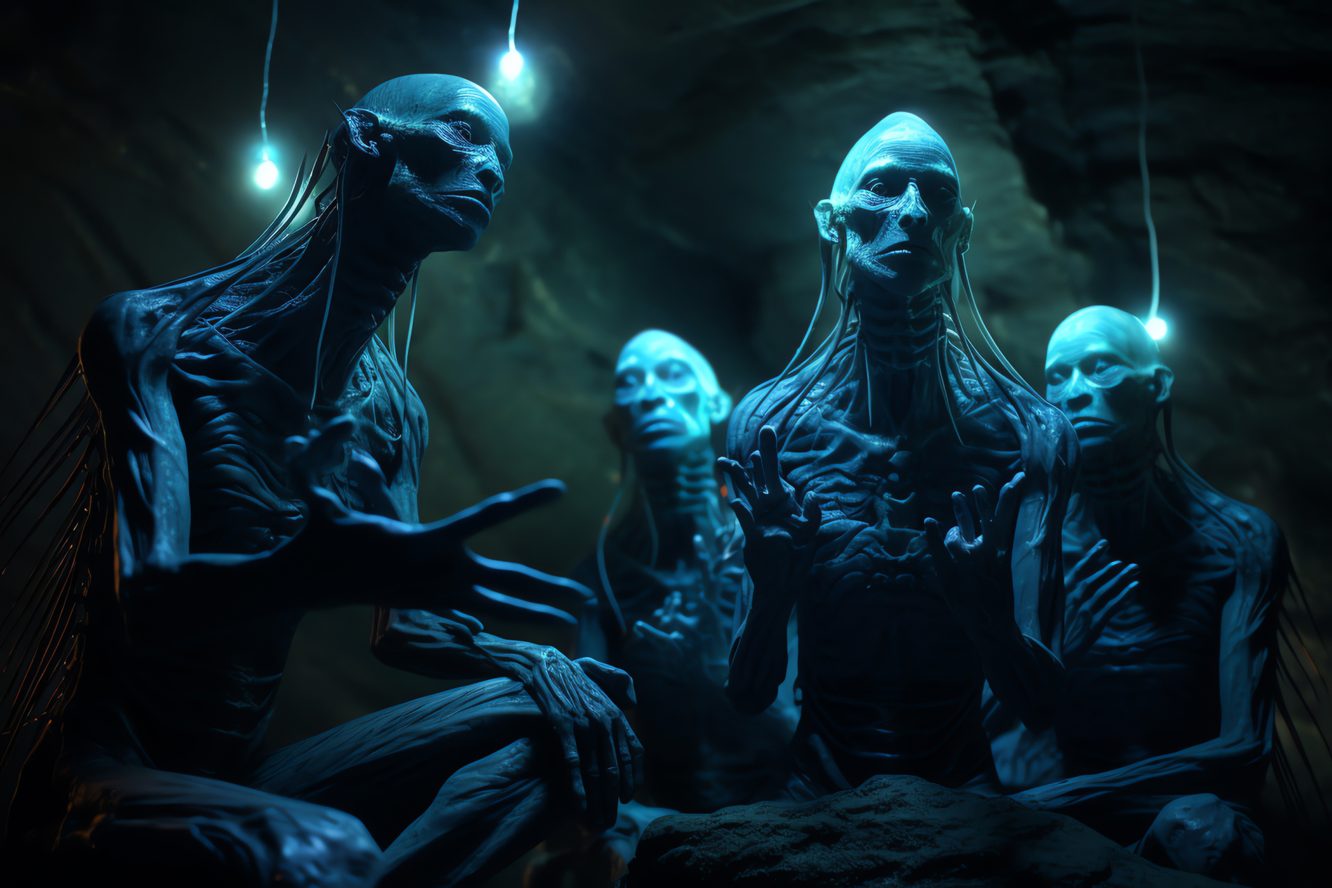 Extraterrestrial Lifeforms, Bioluminescent Beings, Alien Rites, Starlight Ecosystem, Unique Ceremony, HD Desktop Wallpaper