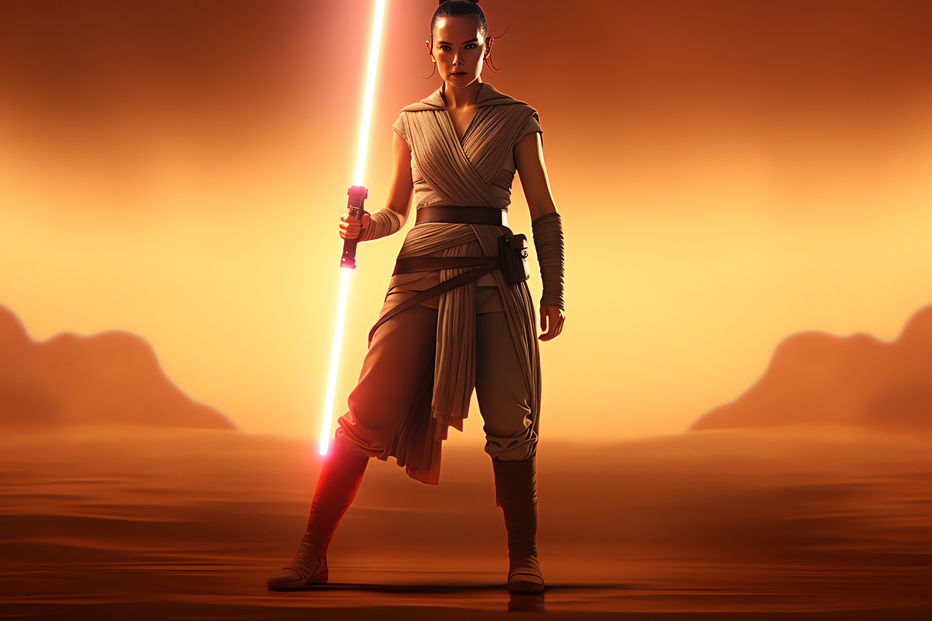 Star Wars protagonist, Rebel force, Skywalker saga, Movie heroine, Sci-fi determination, HD Desktop Image