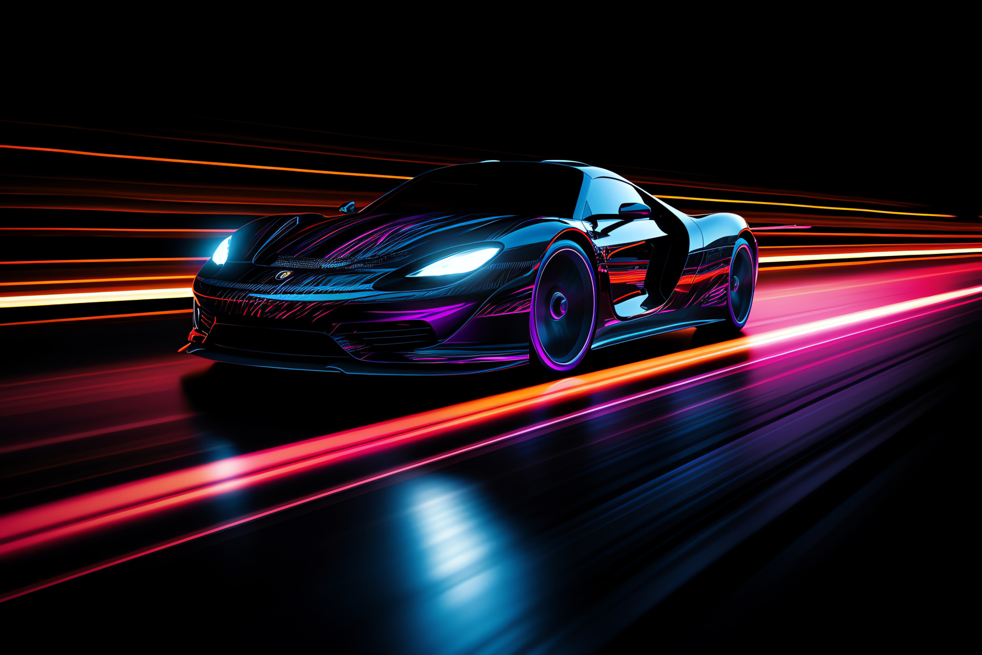 Neon Car, obsidian setting, automotive stance, radiance highlight, style auto, HD Desktop Image