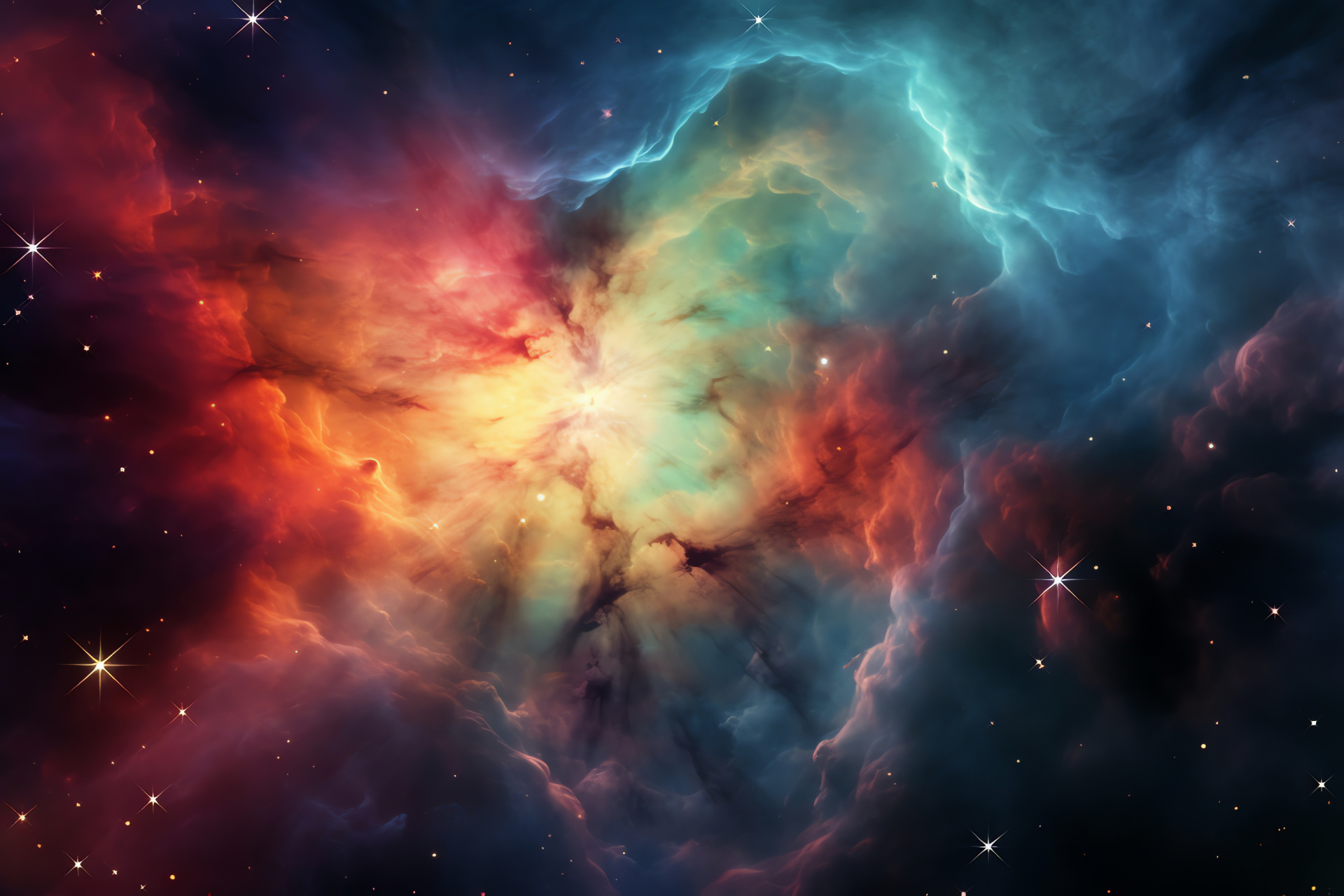 Orion Nebula variation, Colorful astronomy trend, Gaseous formations art, Celestial vibrancy theme, Space exploration interest, HD Desktop Wallpaper