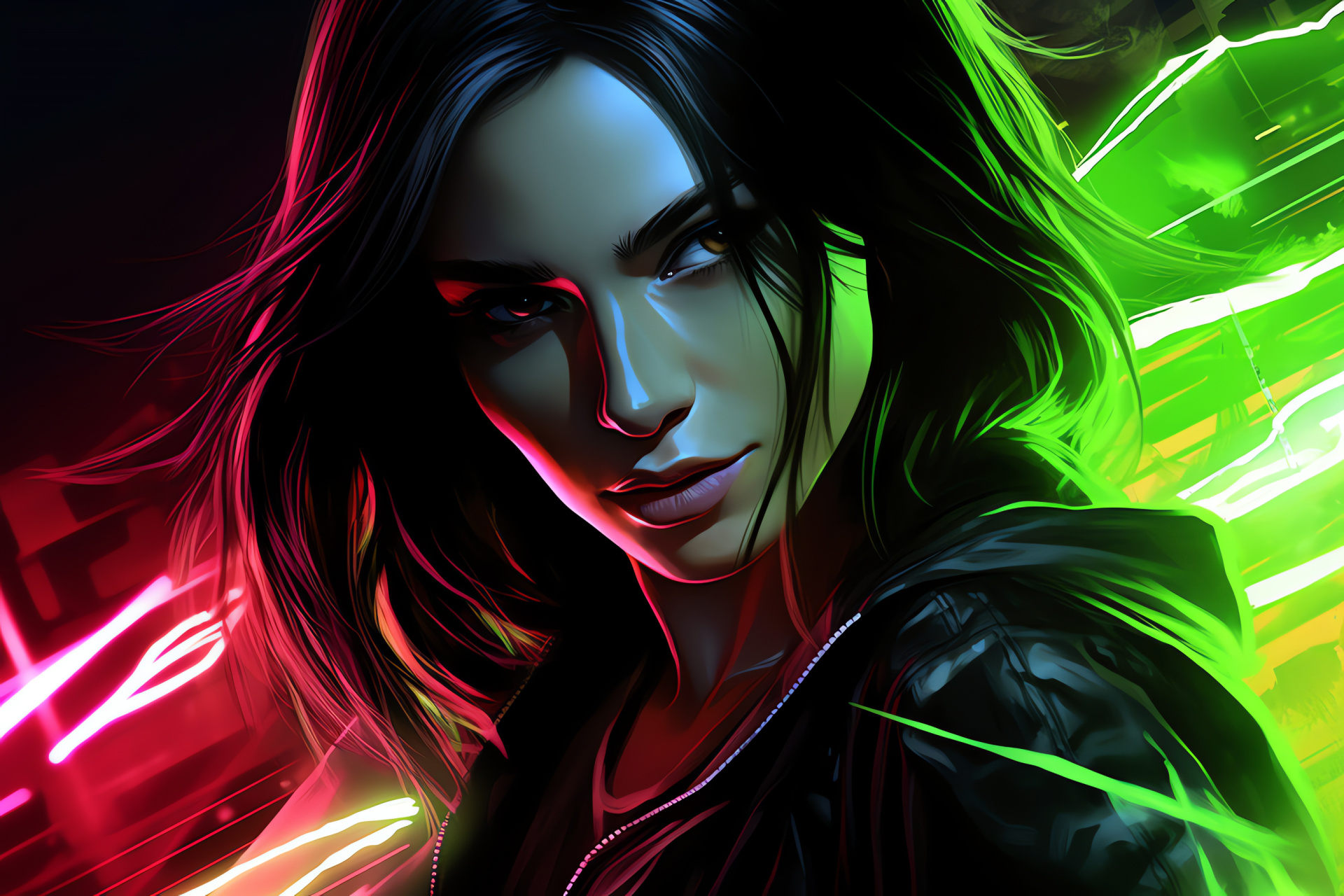 NFS Most Wanted accomplice, Mias vivid gaze, Mid-length chestnut locks, Edgy racing fashion, Exciting gameplay character, HD Desktop Image