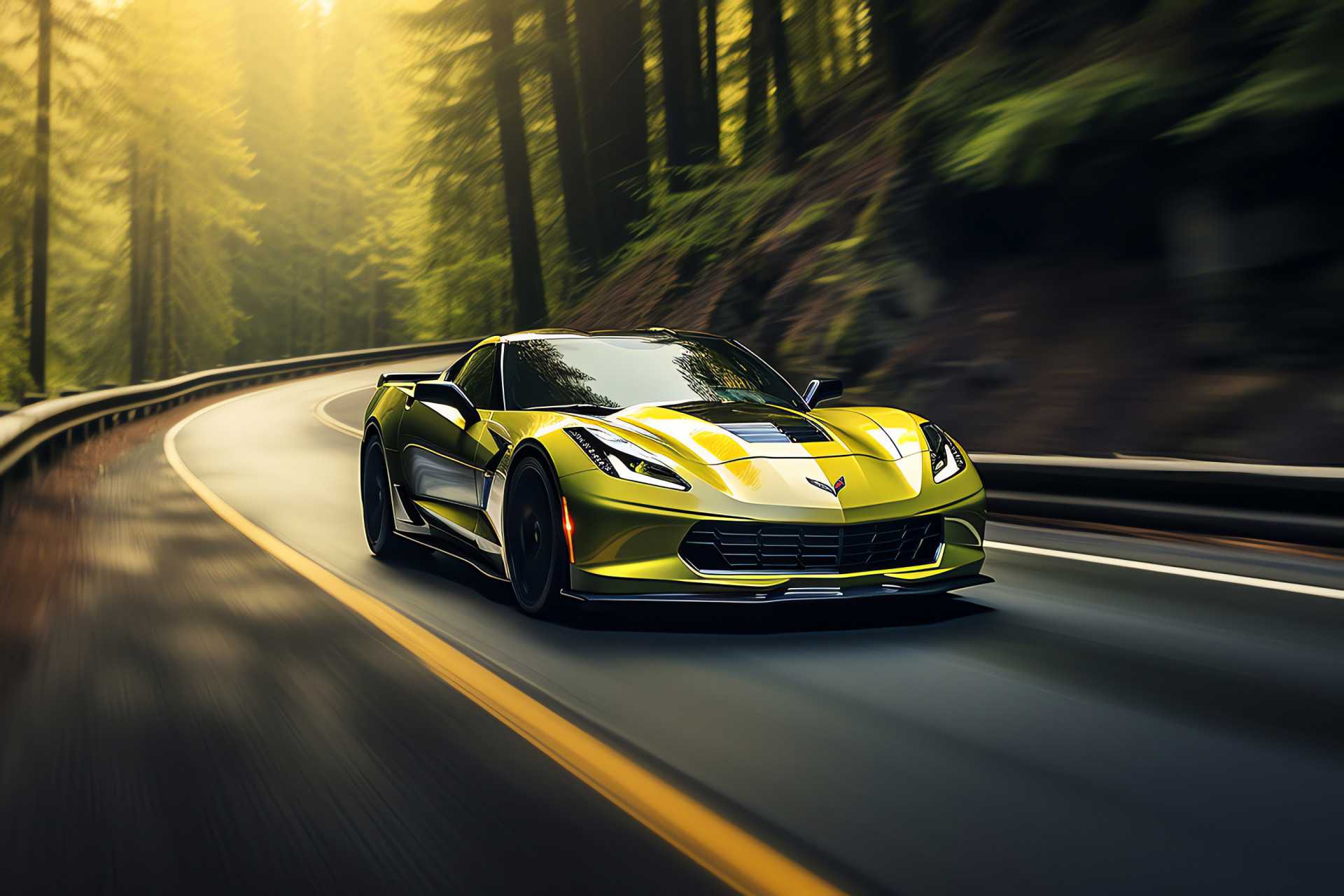Chevrolet Corvette Stingray ZR1, Muscle Car Beast, Agile Design, Rocky Terrain, Aerodynamic Muscle Vehicle, HD Desktop Image
