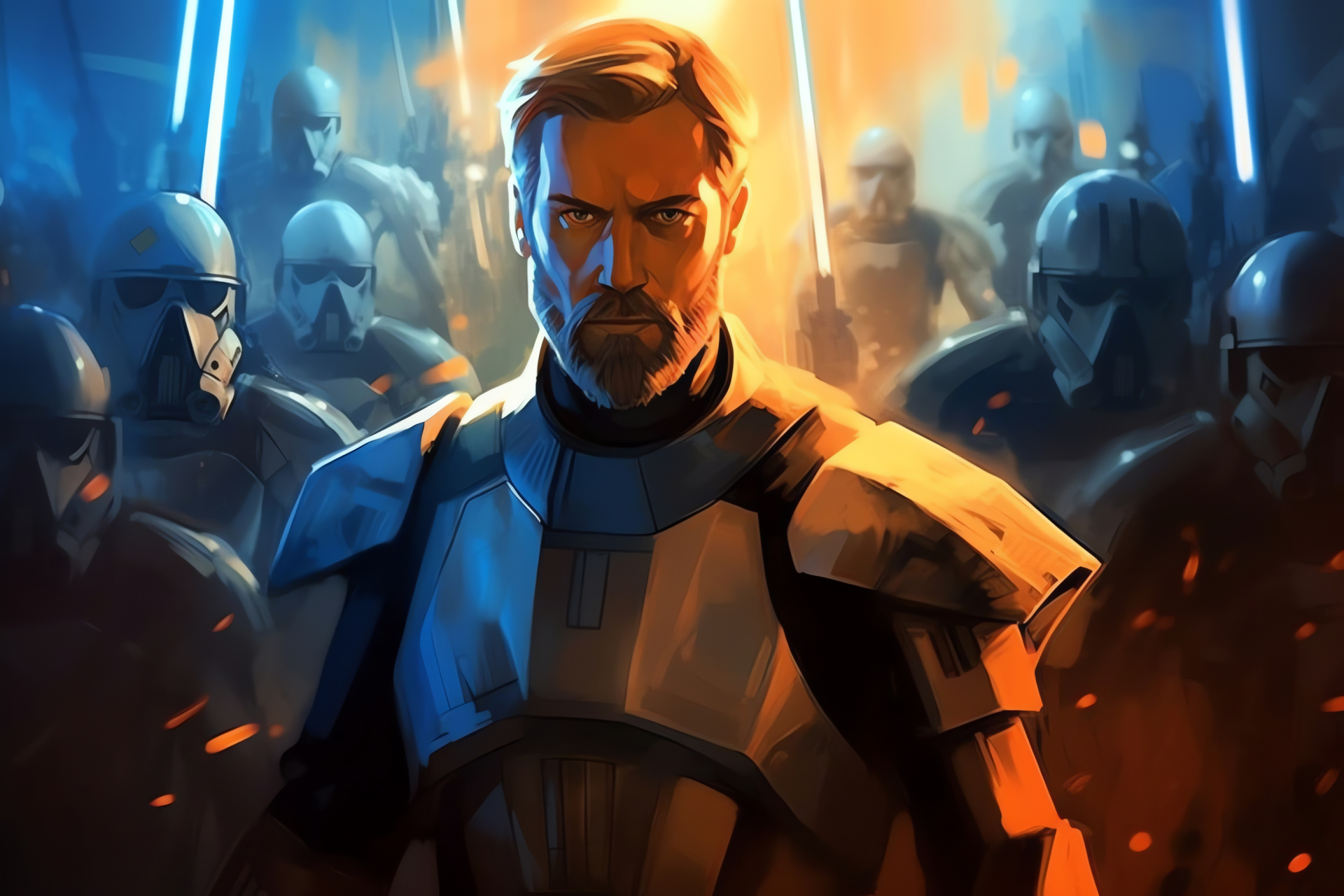 Clone Wars fighter, Star Wars mission, Kenobi's leadership, Galactic rescue, Clone army, HD Desktop Image