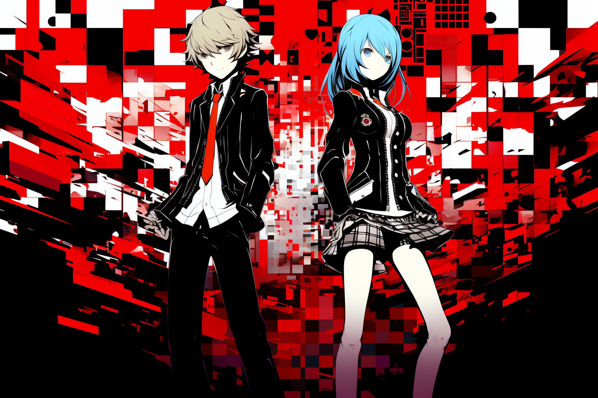 Persona Q cast, High school detectives, Shin Megami Tensei avatars, Persona game series, Animated characters, HD Desktop Wallpaper