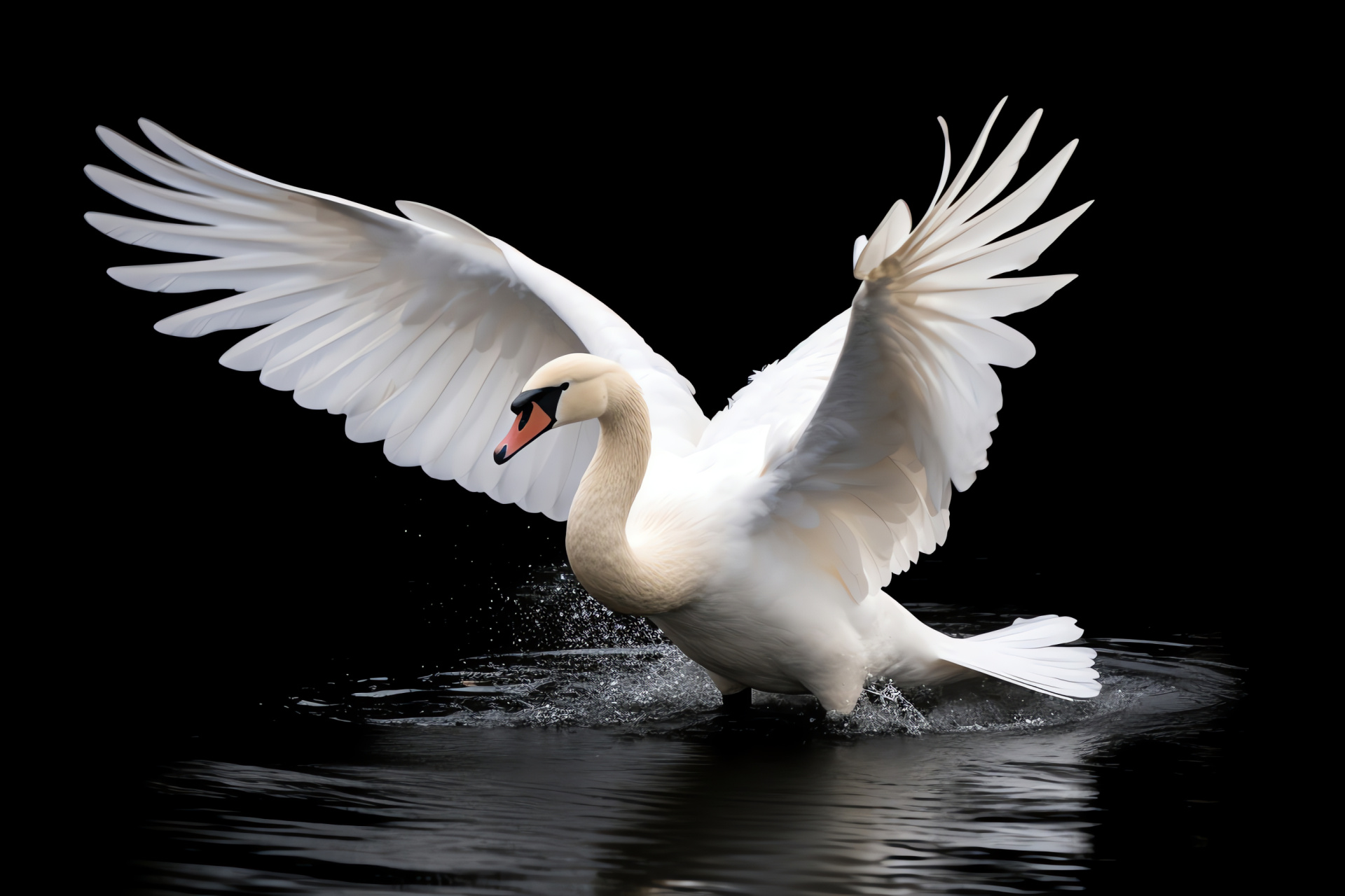 Waterfowl elegance, Majestic swan motion, Aquatic environment, Pristine plumage, Avian grace, HD Desktop Image