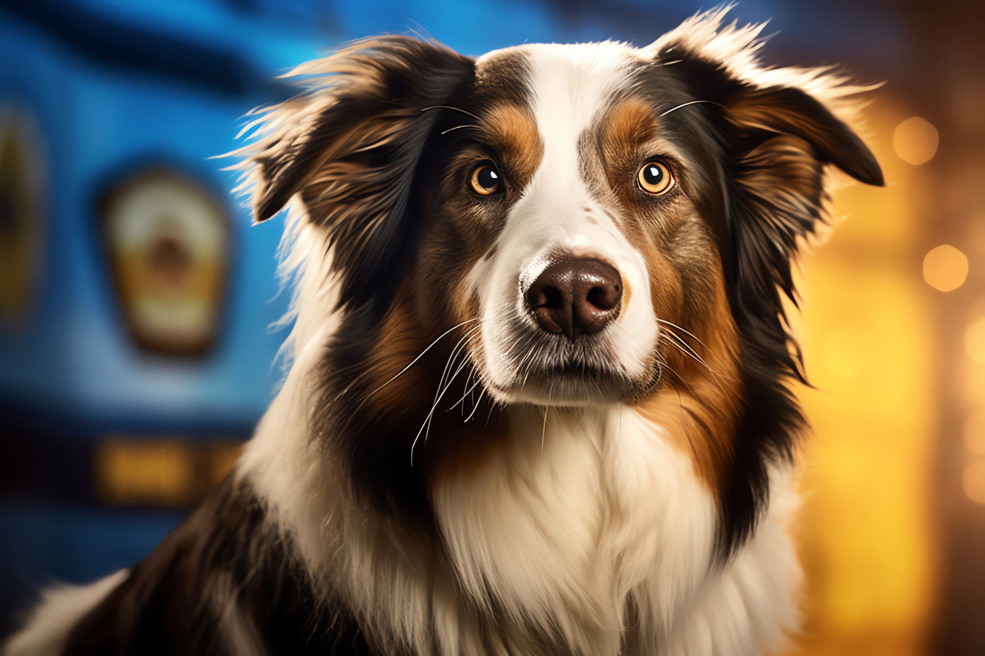 Sheepdog Police, community mascot, friendly face, protector breed, dutiable temperament, HD Desktop Image