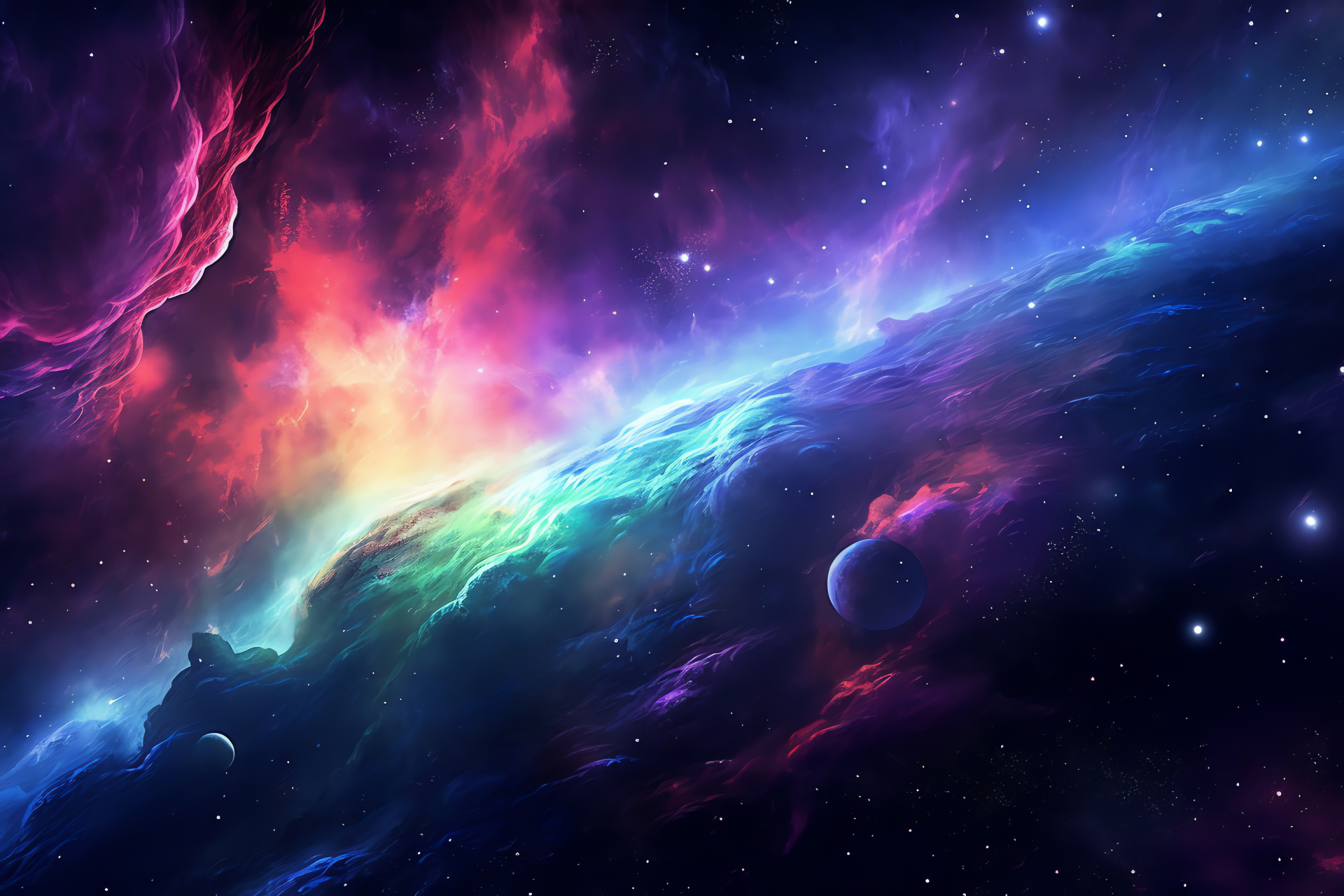 Nebula colors, HD interstellar cloud, Cosmic landscape, Starlight backdrop, Astral mix, HD Desktop Image