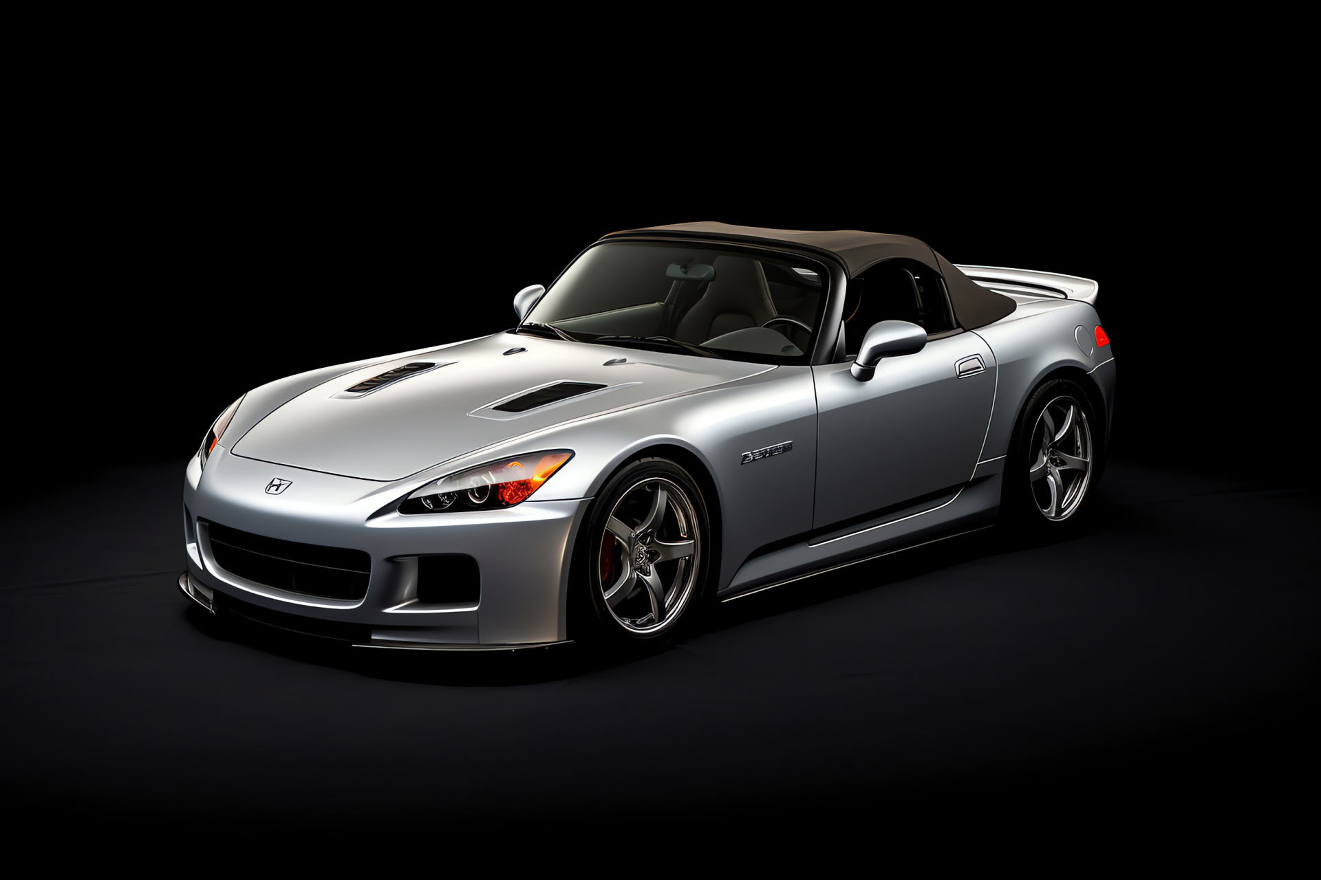 Honda S2000 GT, Automotive Elevation Angle, Monochromatic Background Scheme, Auto High Contrast, Sleek Design Details, HD Desktop Wallpaper