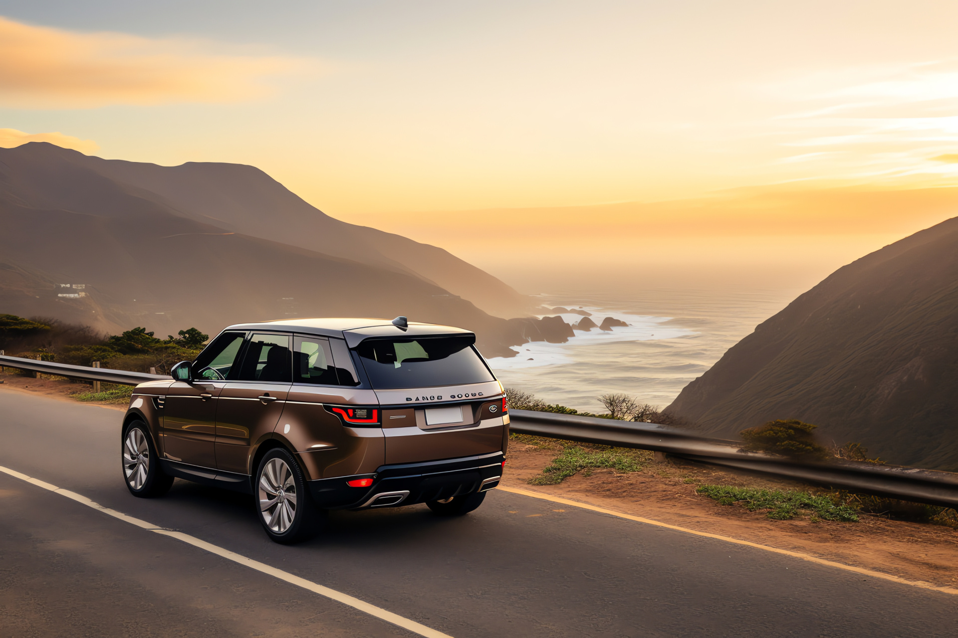 2018 Range Rover Sport edge, Coastal California drive, Scenic seaside travel, Auto sunroof design, Californian shore view, HD Desktop Wallpaper