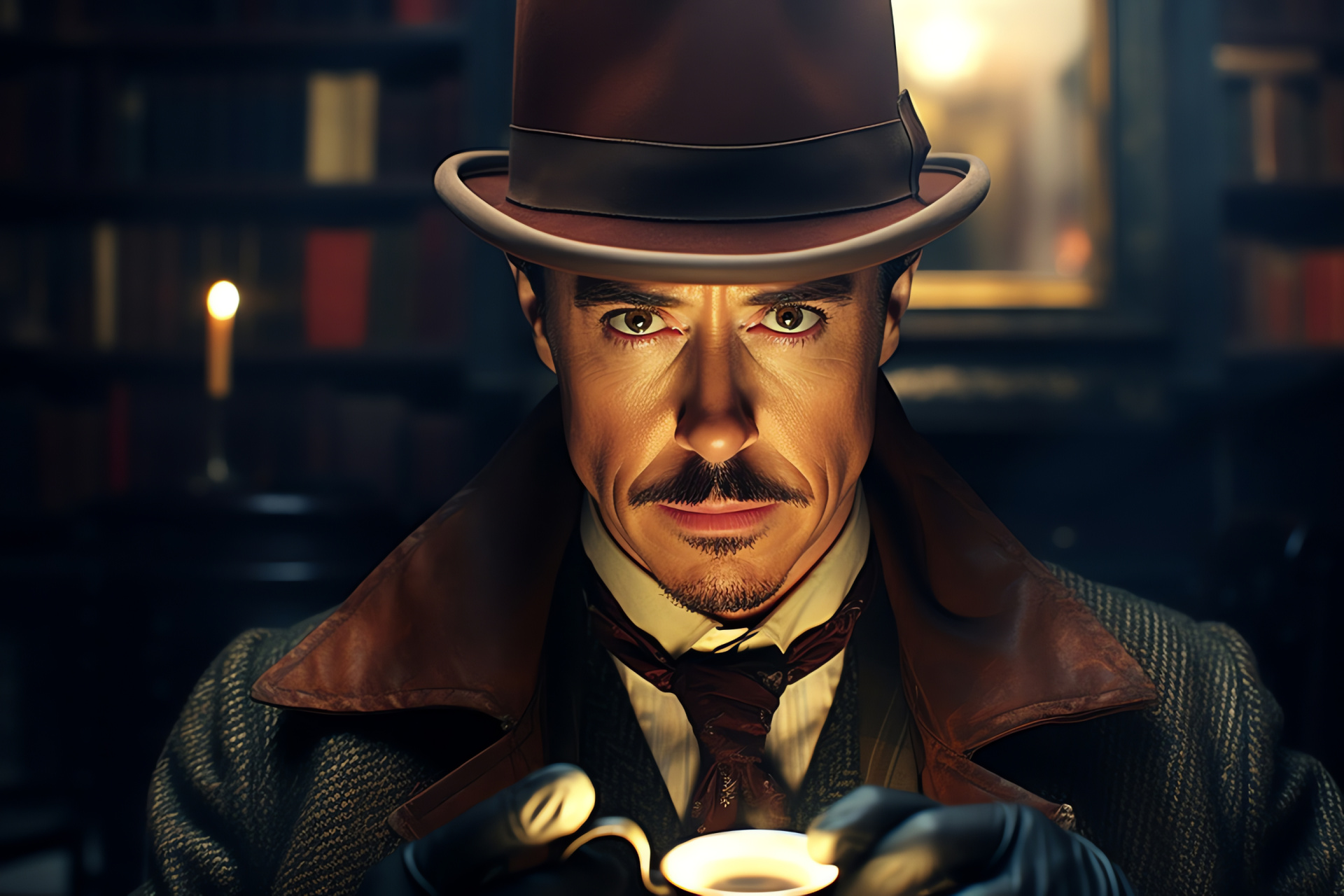 Sherlock Holmes profile, Deduction master, Detective costume, Investigative gear, Iconic cap, HD Desktop Image