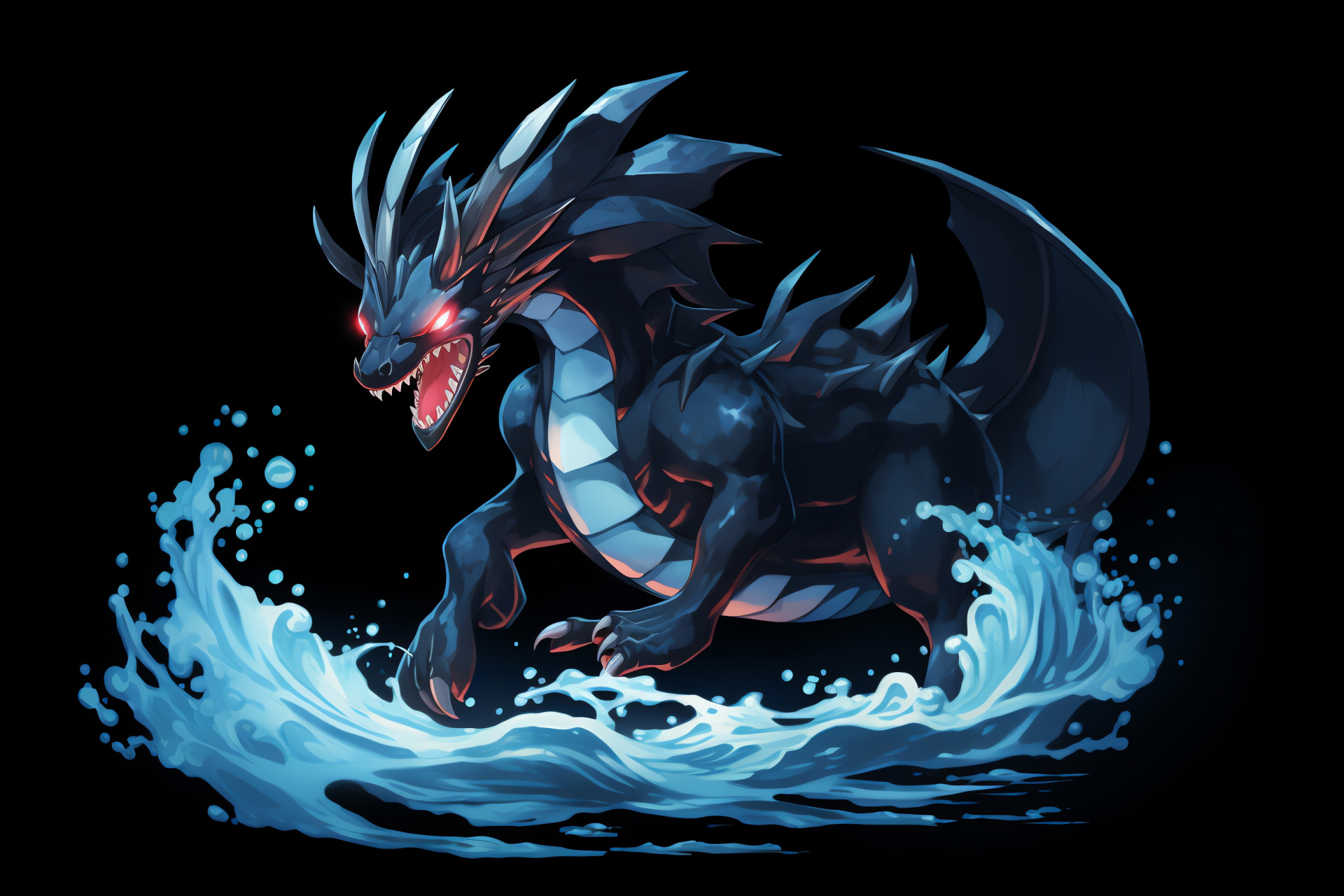 Gyarados fury, Water-type Pokmon, Aquatic dragon, Menacing coils, Pokmon battles, HD Desktop Wallpaper