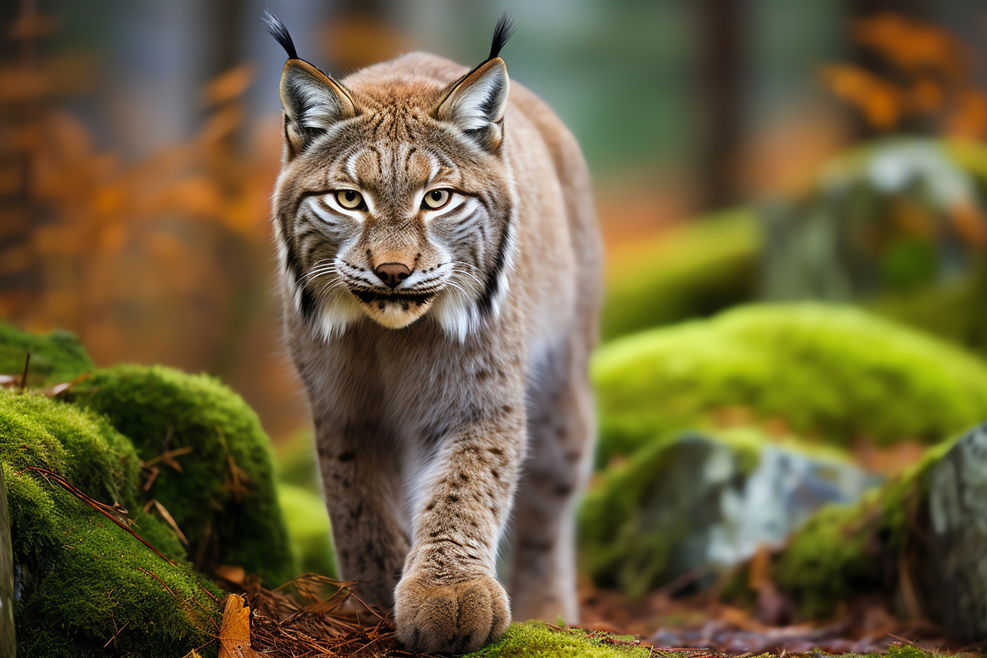 Lynx lynx, Verdant predator eyes, Tawny feline covering, Ear tufts, Semi-longhair species, HD Desktop Wallpaper